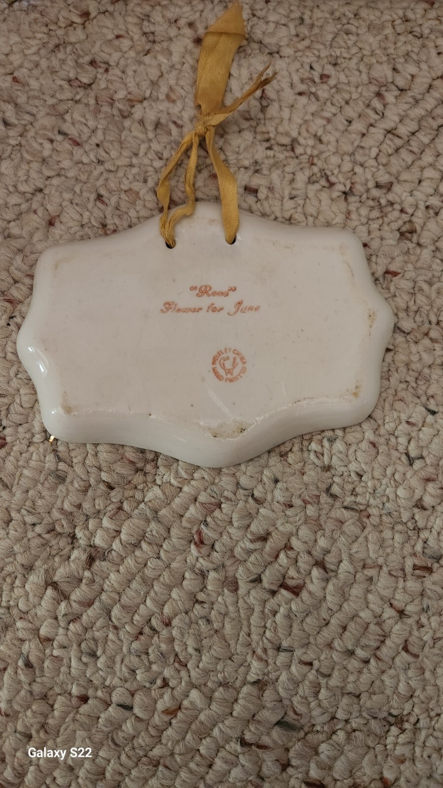 Beautiful Hand Painted Weisley China “Rose” Flower For June Small Plaque!