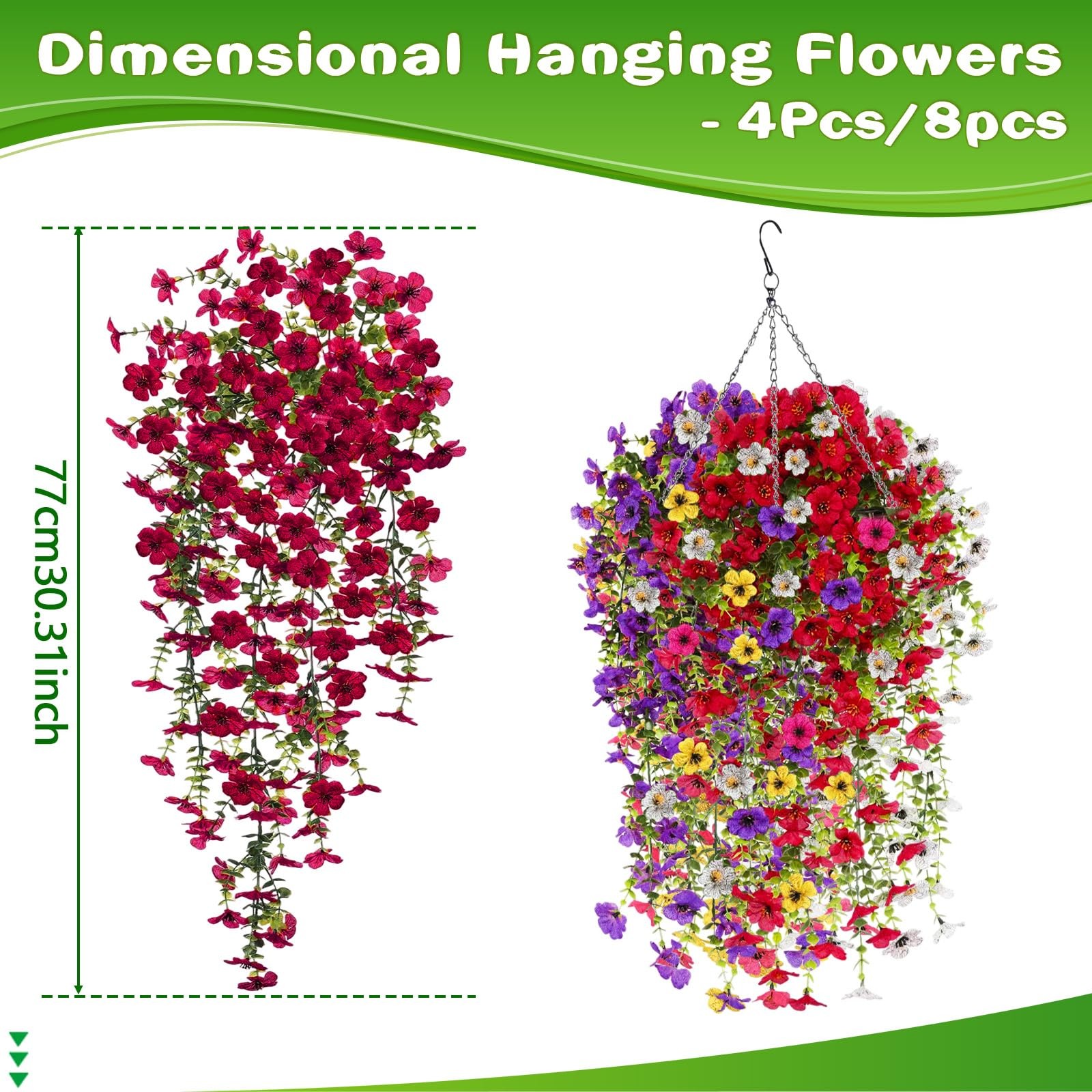 smelihomiy Artificial Hanging Flowers, Imitation Silk Wisteria Vines, Suitabl…