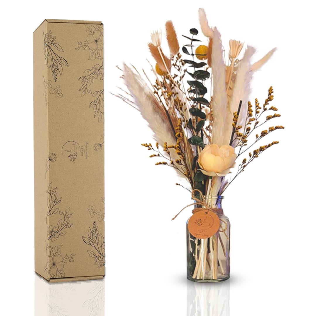 Homey Breeze Natural Dried Pampas Grass Decor with Vase – 15 Inches 23 Pcs 10