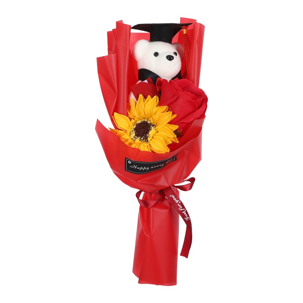 Graduation Stuffed Toys 2026 Decor Bear Flower Bouquet Artificial Animals