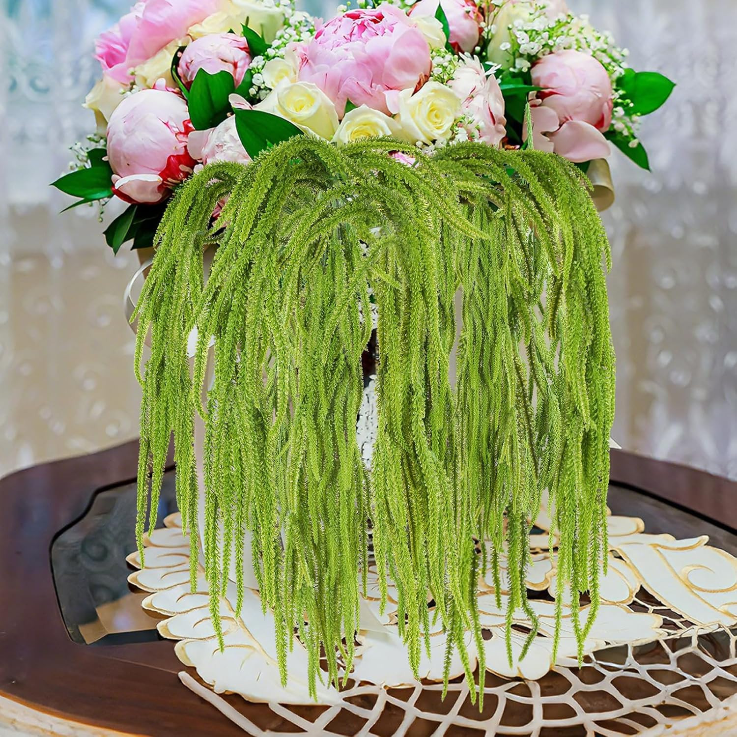 24 Pcs Faux Amaranthus Hanging Plants for Wedding & Home Decor – 24 Inch Green