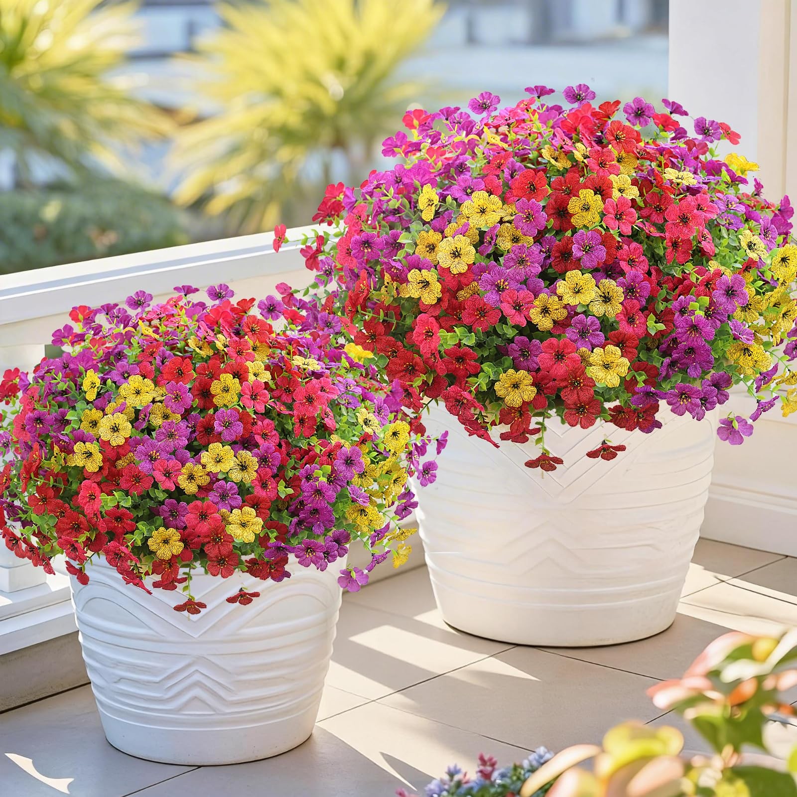 12 Bundles Artificial Flowers for Outdoor Indoor UV Resistant Fake Plants Sil…