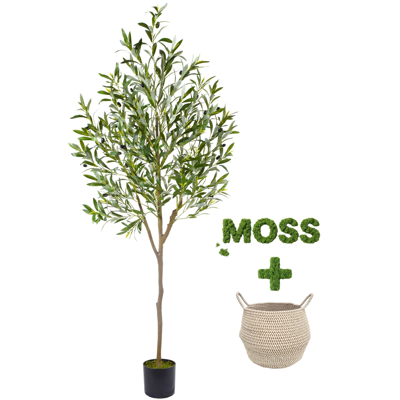 Artificial Olive Tree, 6ft Tall Fake Olive Leaves Plant with Basket, Indoor O…