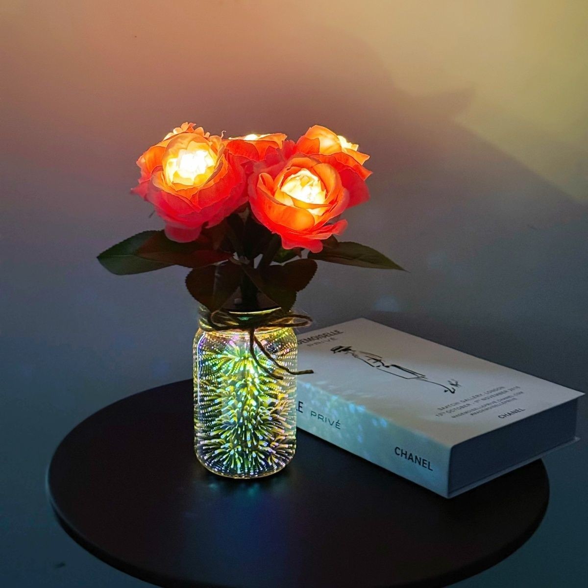 Artificial Flowers USB Charge Small Night Light Rose Table Decor Romantic Gifts