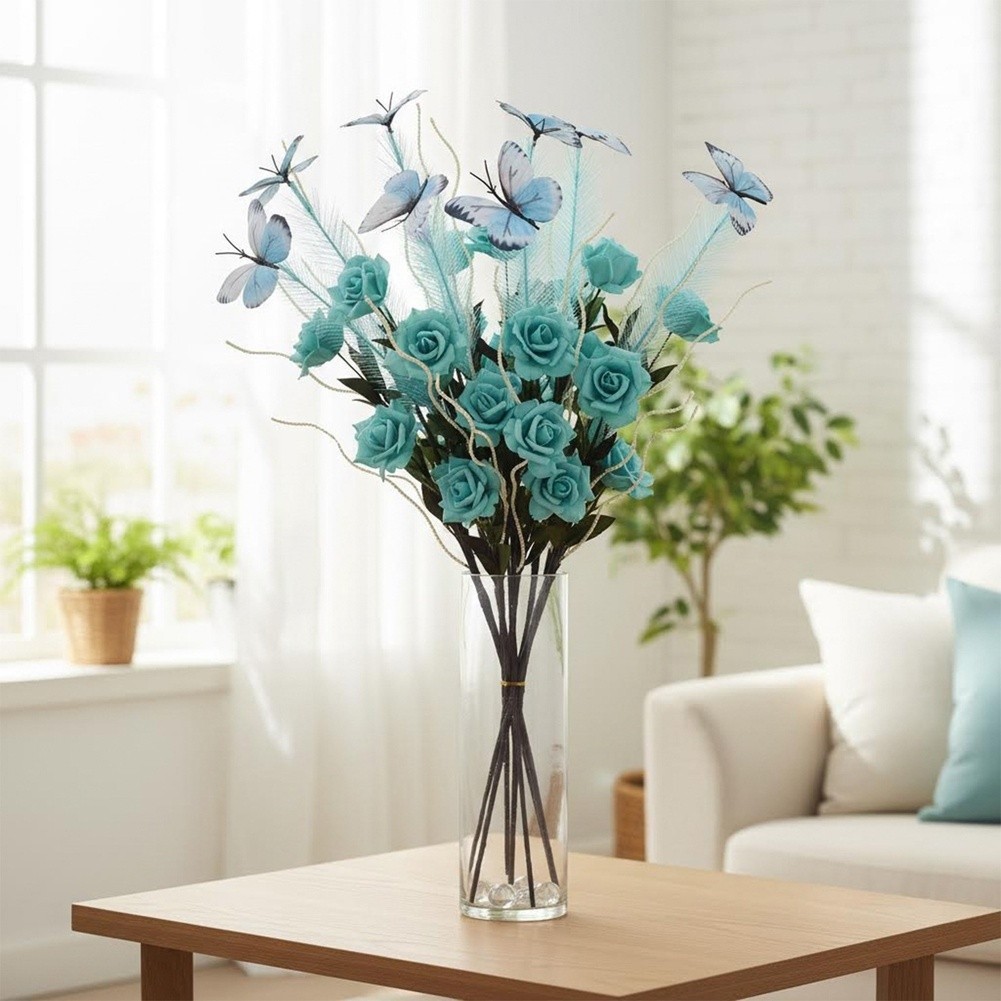 Artificial Reed Flower Bouquet for Wedding Home Office Decor White Pink Yellow