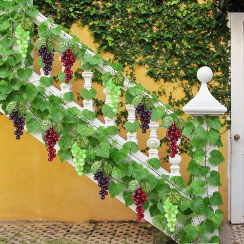 30 Pack Artificial Fake Grapes with 12 Strands Faux Grape Vines Multi Color