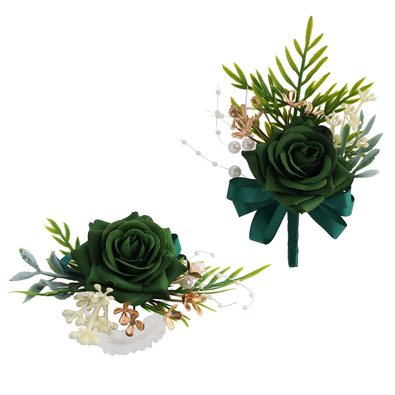 Green Rose Flower Wrist Corsage Boutonniere Wedding Party Prom Decorations