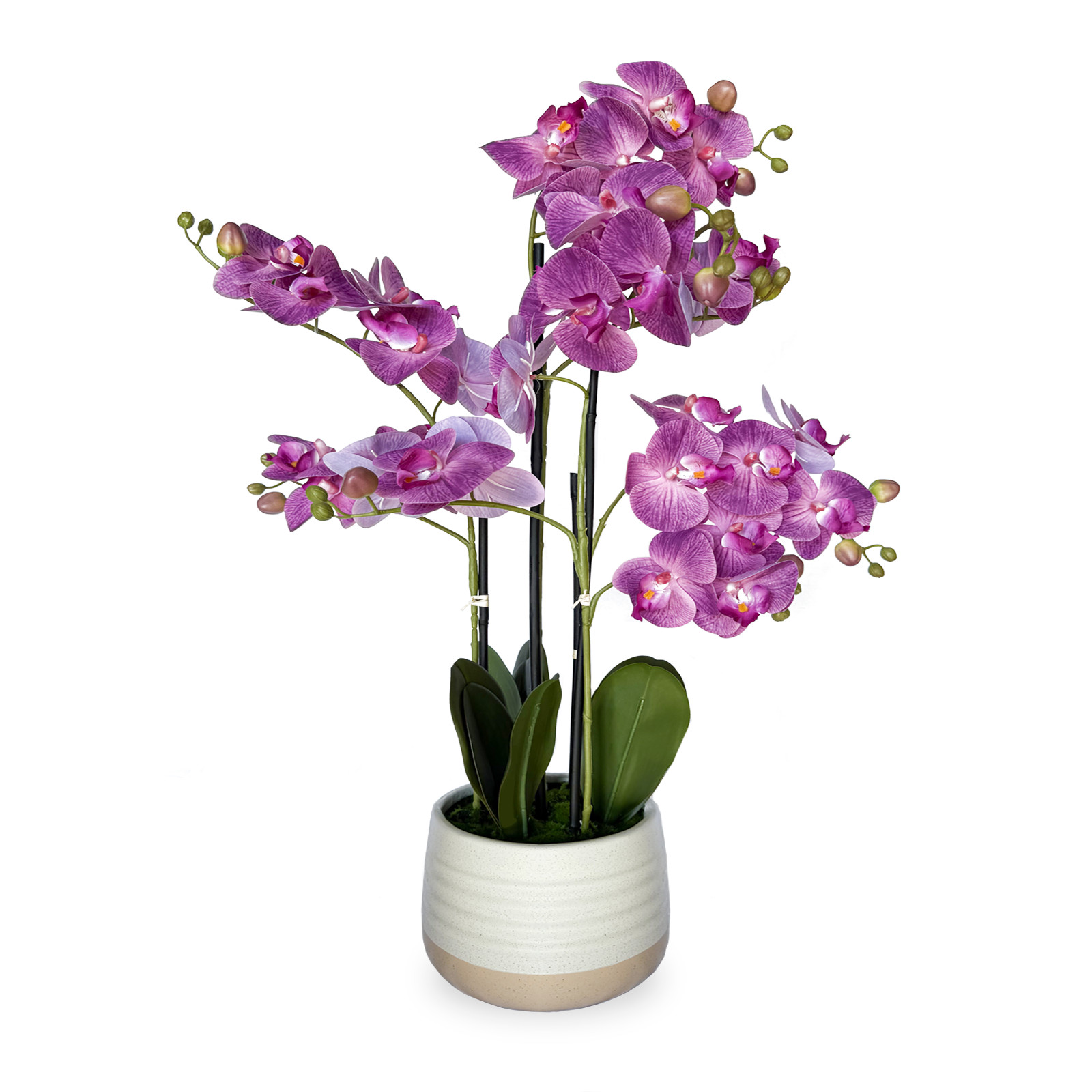 28″ Artificial Flowers Potted Faux Purple Orchid in Ceramic Pot Home Decor
