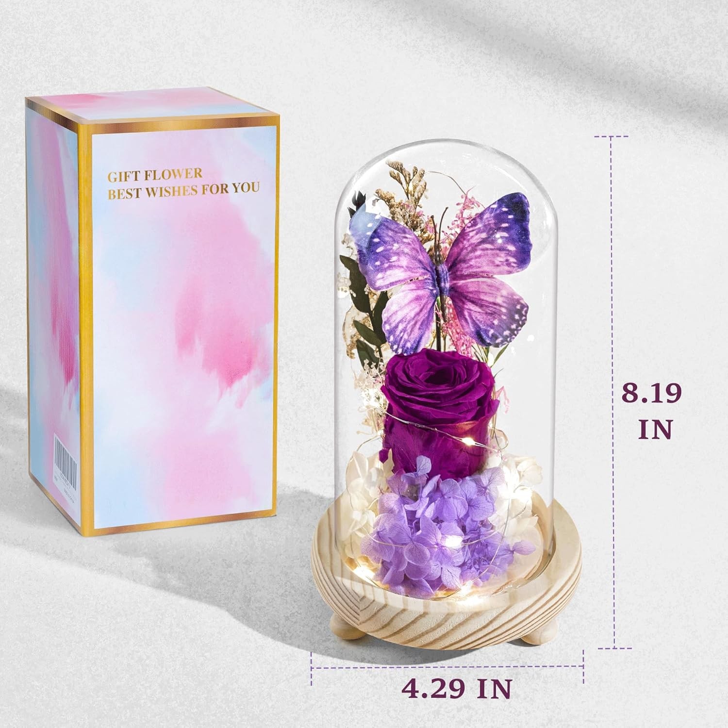Forever Flowers Preserved Roses Prime Delivery, Romantic Gifts with Light in Gla