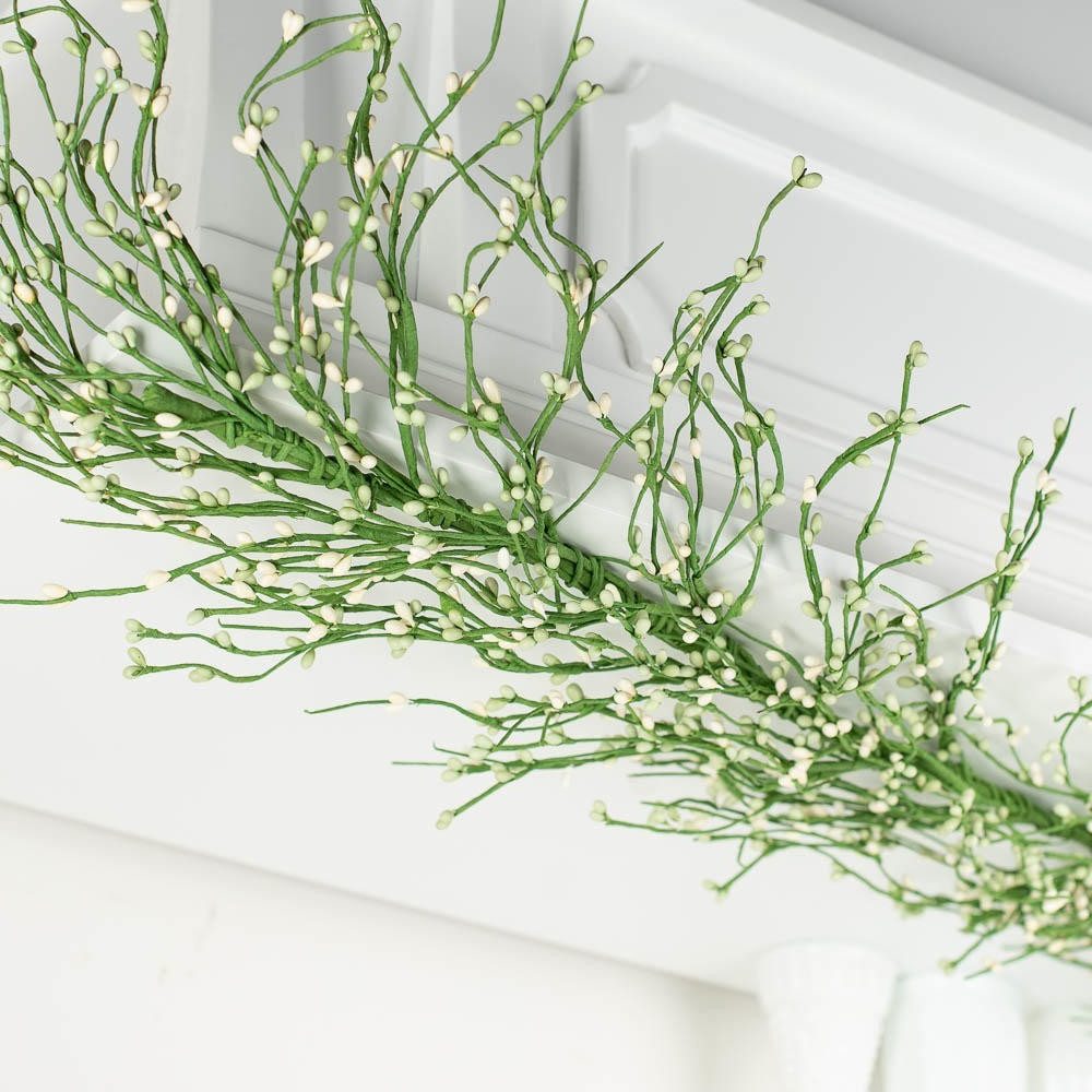 NEW Farmhouse CREAM LT GREEN PIP BERRY GARLAND 48″ Primitive Crafts Cottage