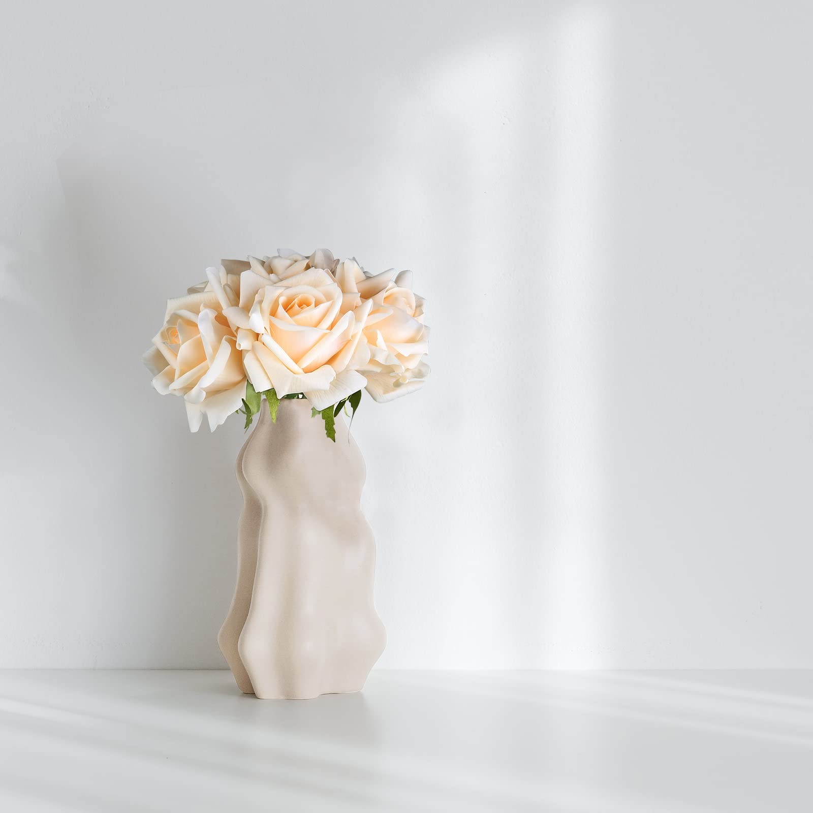 7pcs Artificial Roses Flowers, Faux Silk Rose Artificial Flower, Real Touch F…