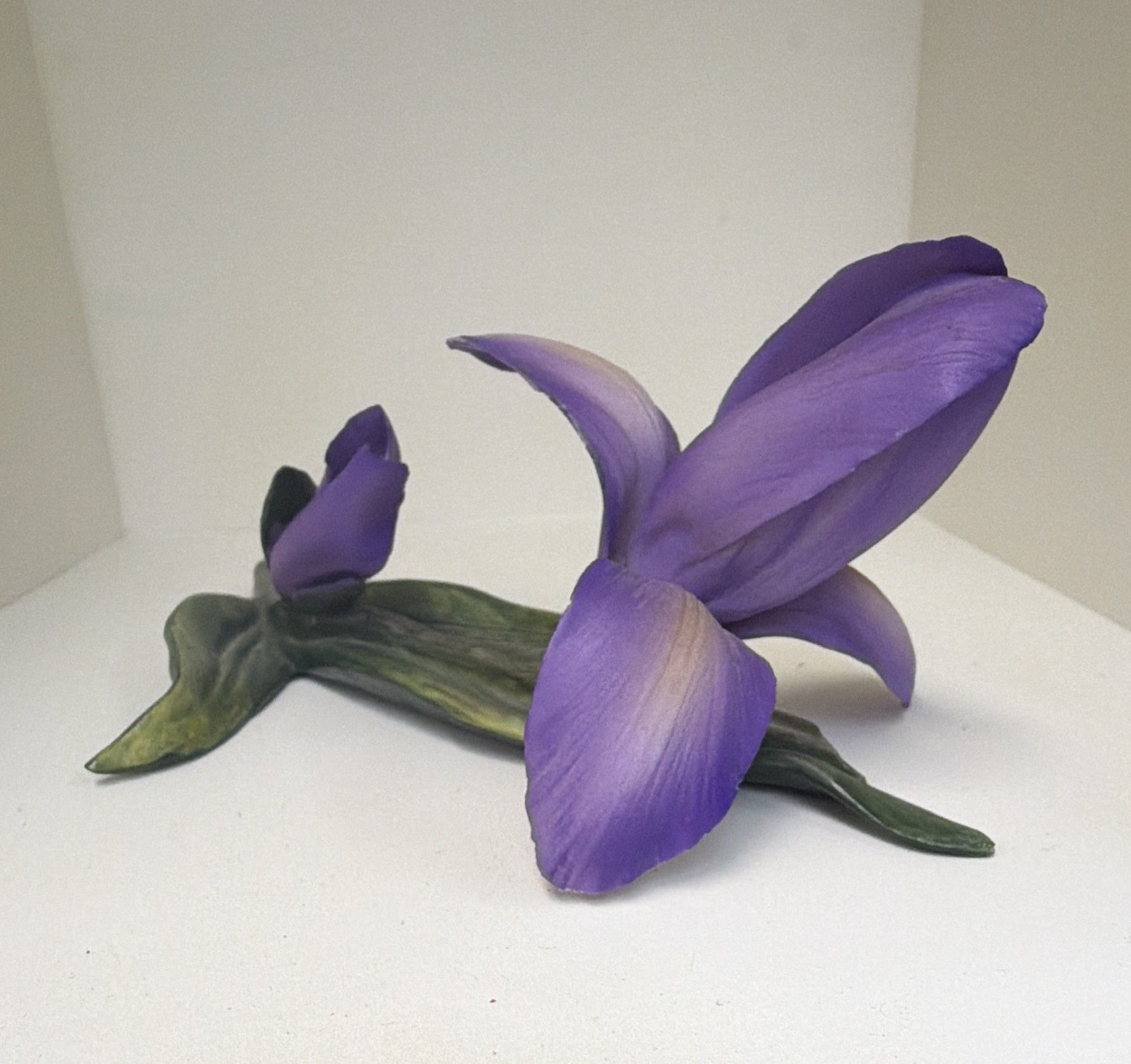 Artificial Iris Flower Stem Twig & Stem, Purple with Green Leaves Floral Decor