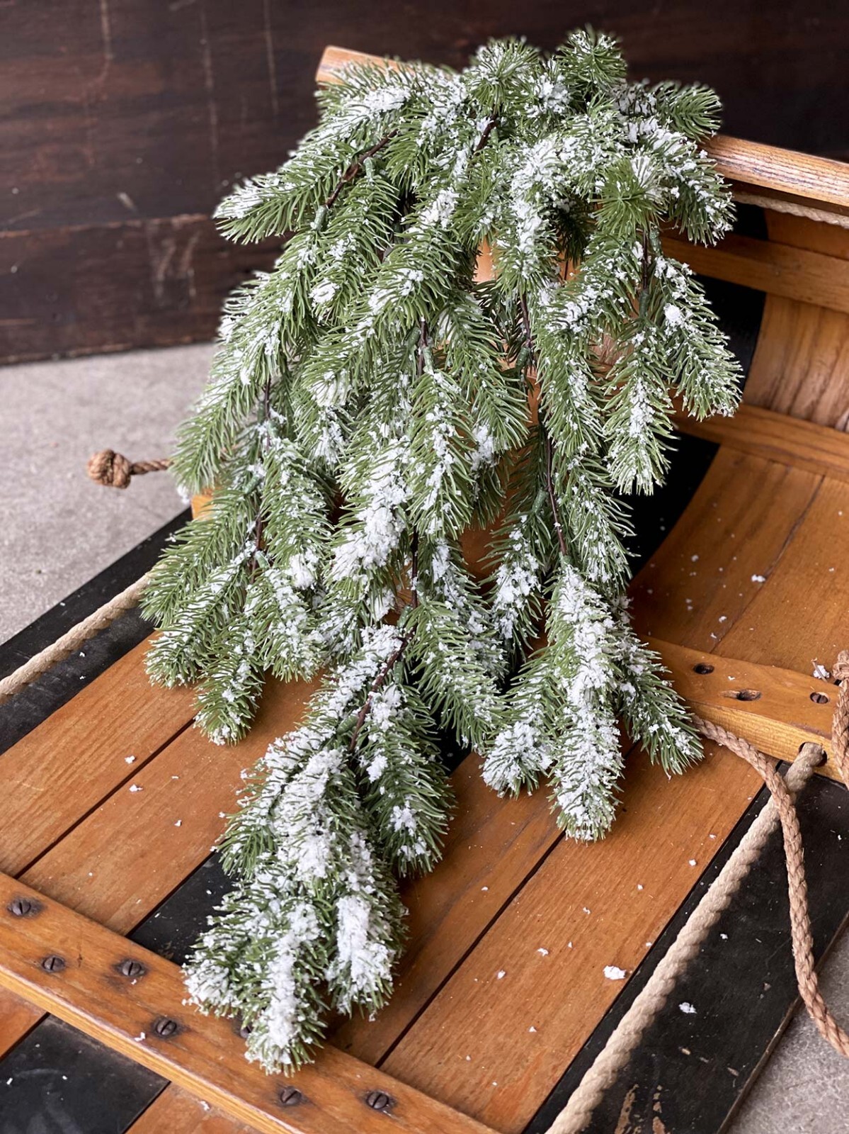 Christmas Floral Hanging Bush Snowscape Pine Artificial Winter Greenery 31 inch