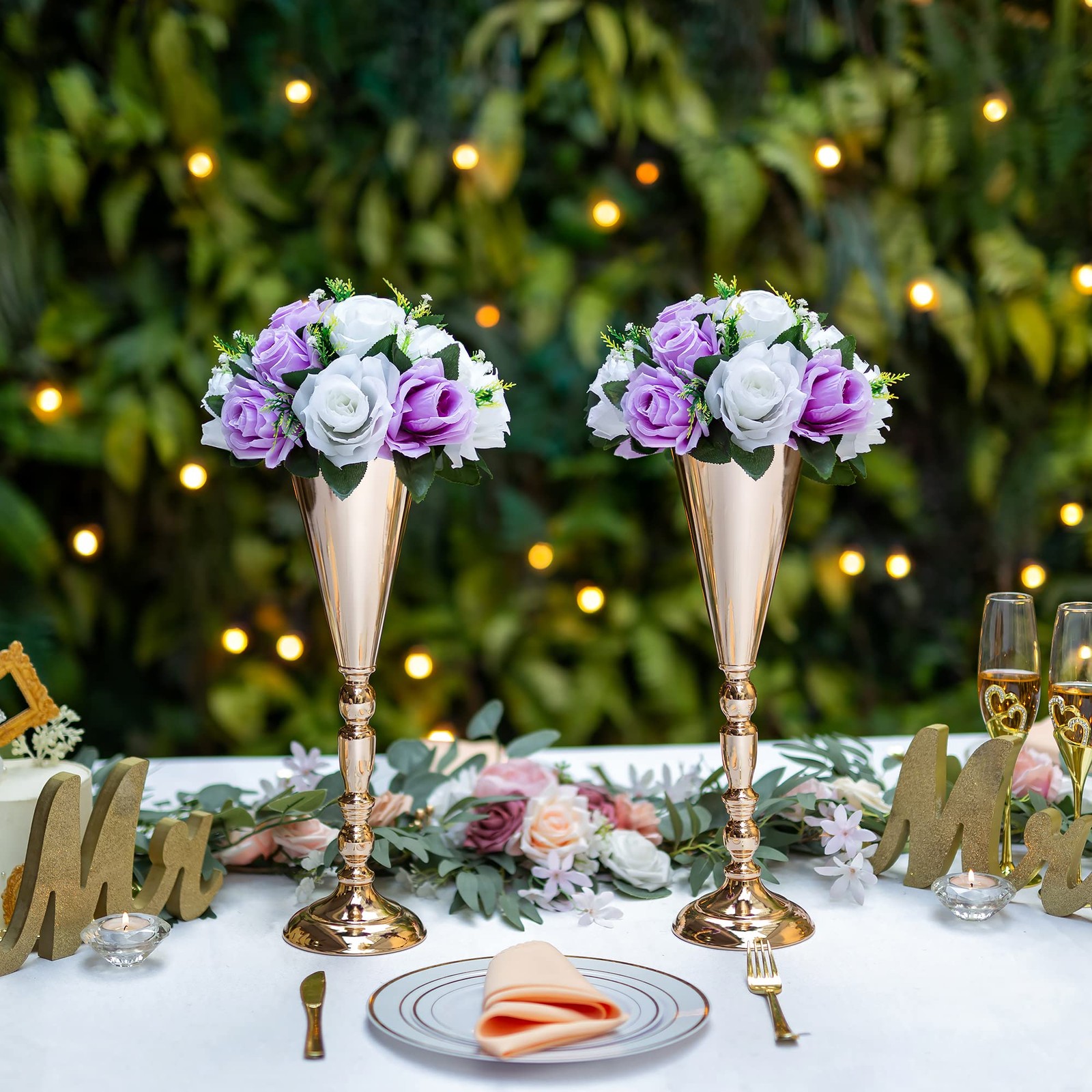2 PCS Flower Centerpieces For Wedding Tables Lilac White Balls Party Decor