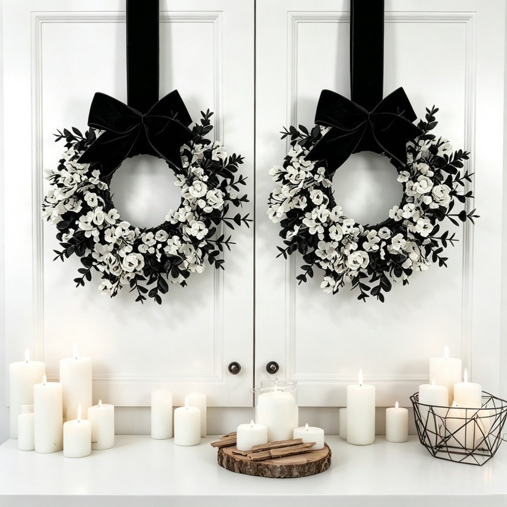 Halloween Wreath Festive Wall Hanging Sturdy Plastic Material Lightweight Design