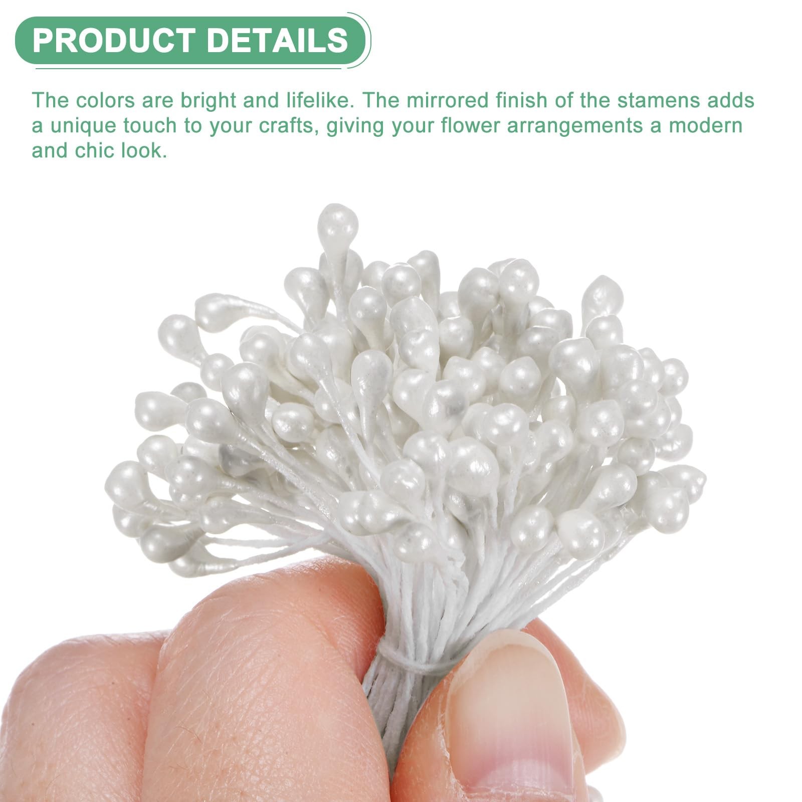 150 PCS Artificial Flower Stamen Kit 3mm Mini Double Heads Pistil White DIY