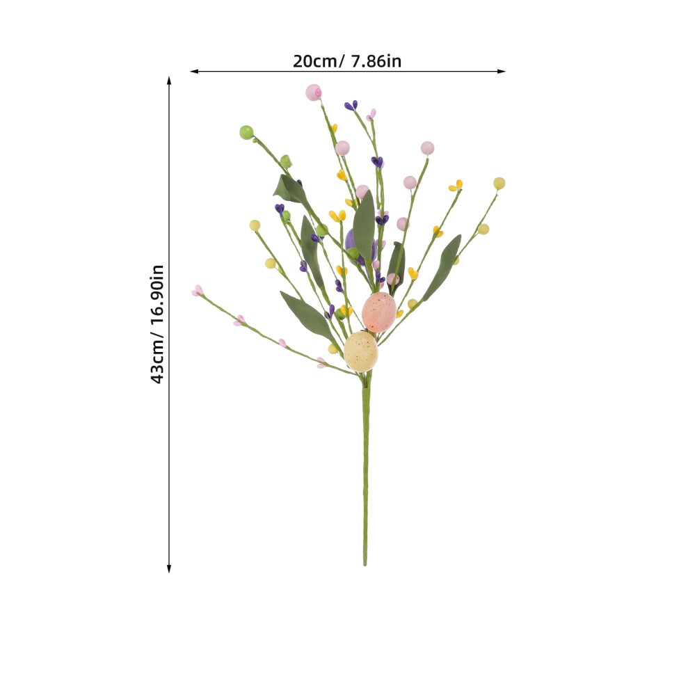 3Pcs Reusable Faux Floral Stems with Easter Egg Accents for Spring Party