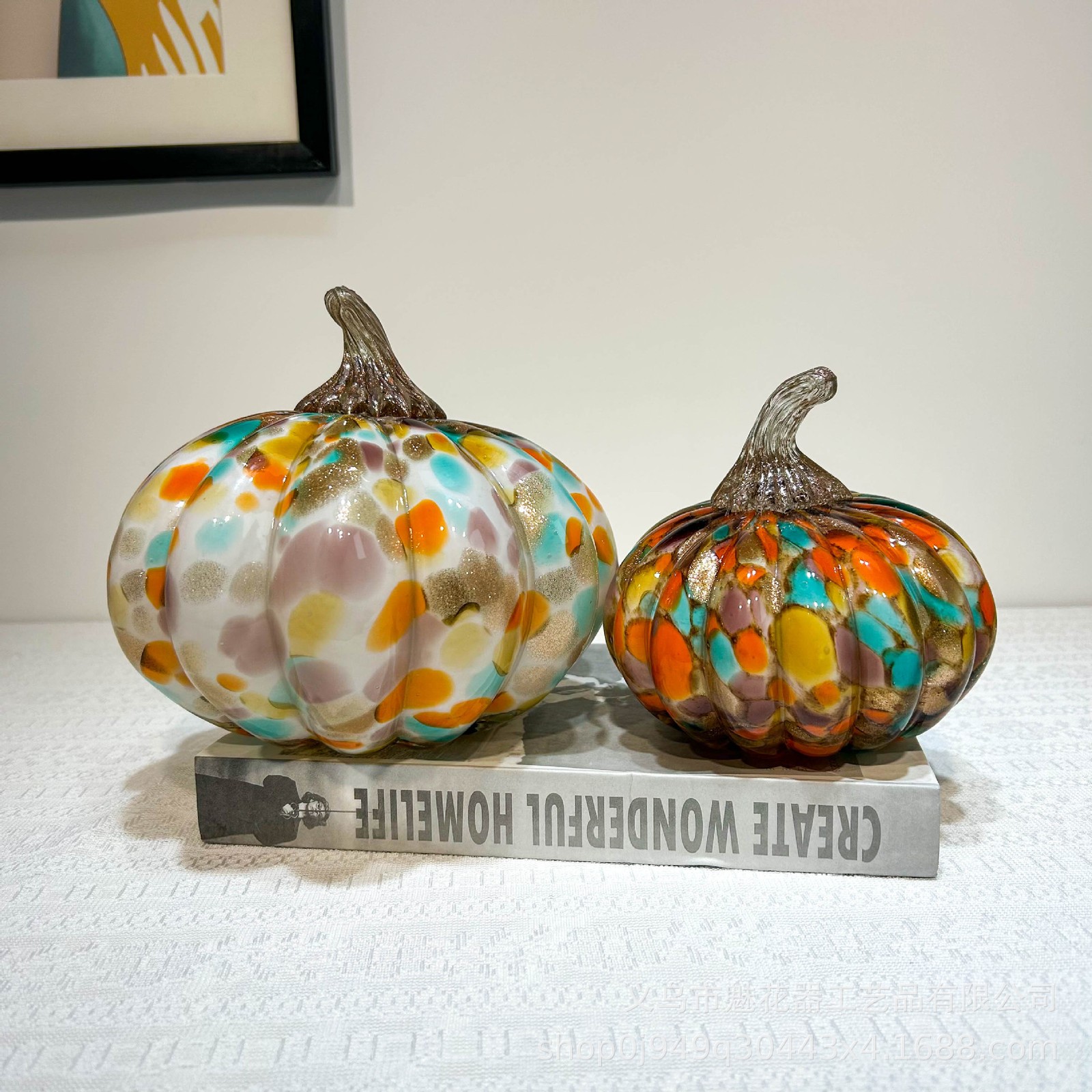 Modern glazed design light luxury pumpkin art ornament