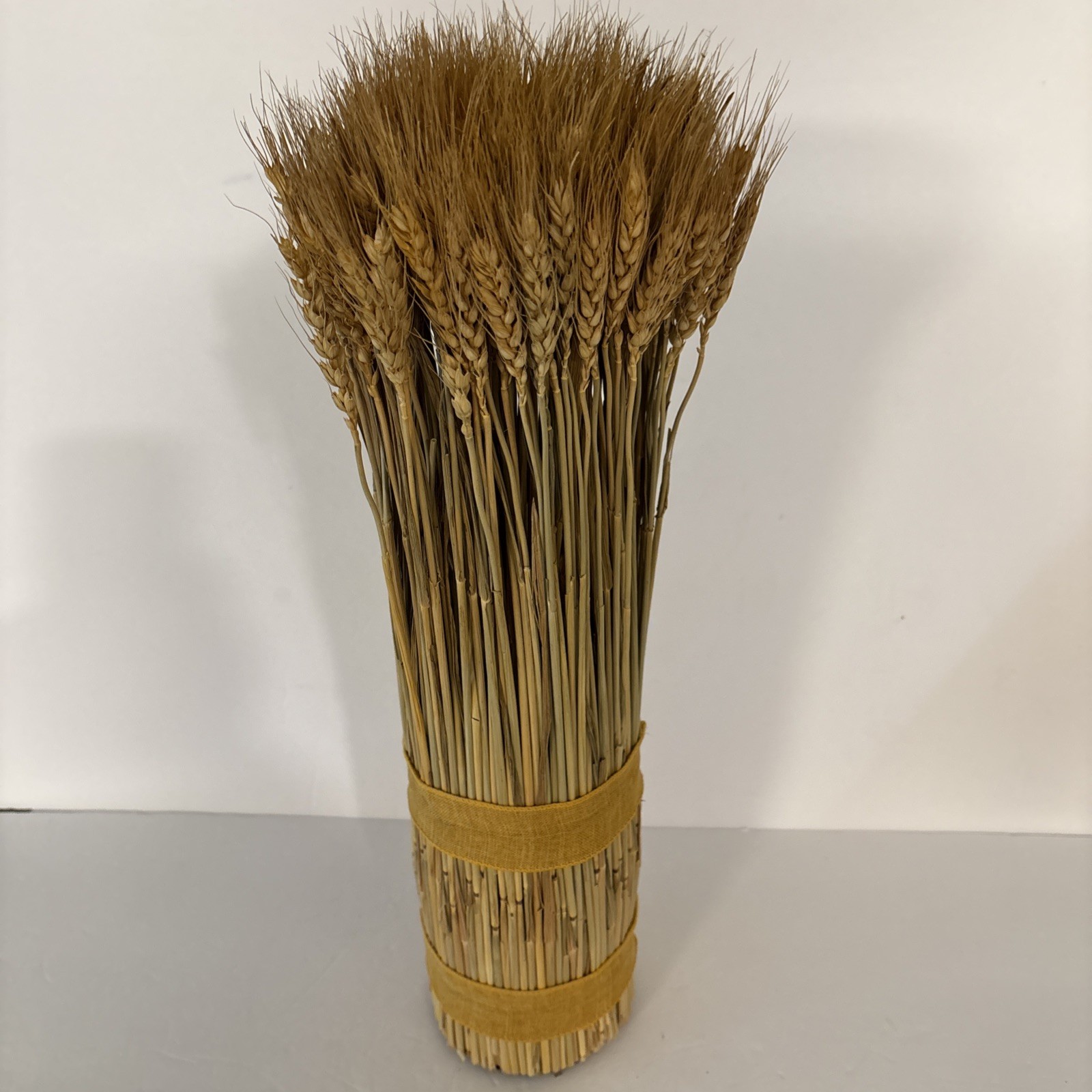 Large Bundle Natural Dried Wheat Sheaf Floral Arraignment Wrapped 19” Tall
