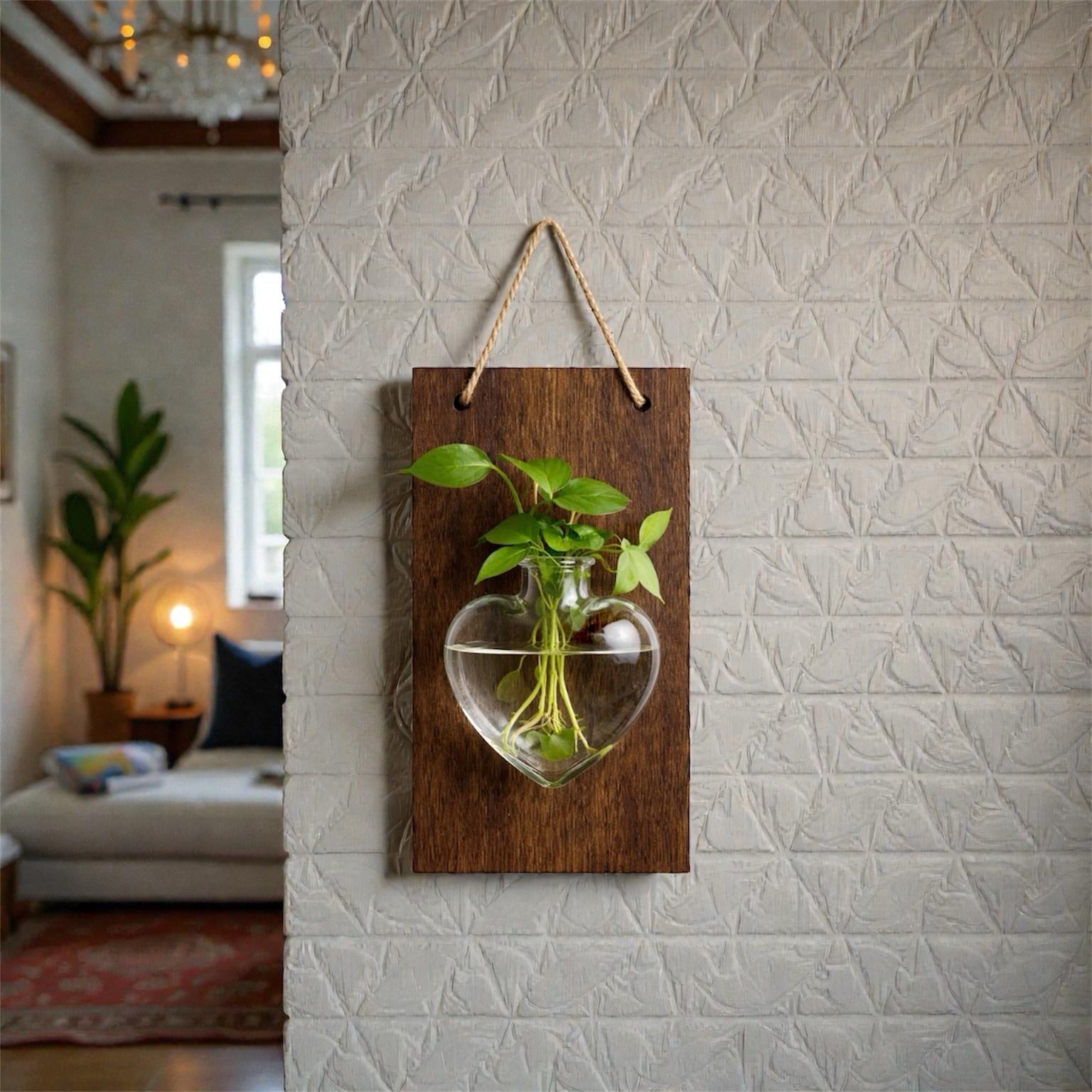 Wall Hanging Glass Plant Propagation Planter Set of 2 – Wood & Glass Decor