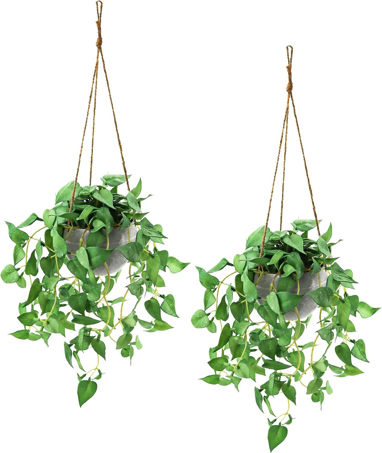 Hanging Plant Fake Plants with Pots, 2 Pack Artificial Plants, Faux Anthurium Le
