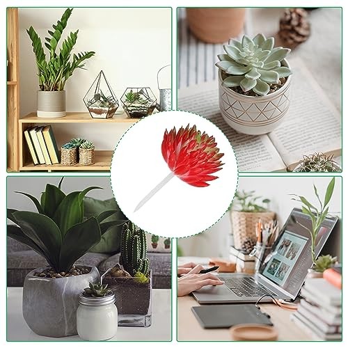 Mini Artificial Succulents, 4 Pack Unpotted Faux Succulent Picks Red,green