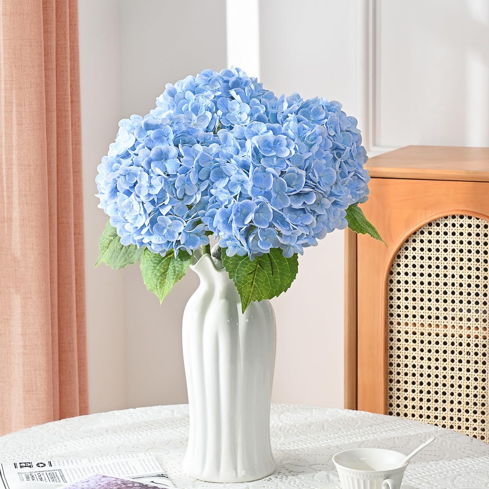 3Pcs 21in Hydrangea Artificial Flowers, Latex Real Touch Hydrangeas Lifelike …