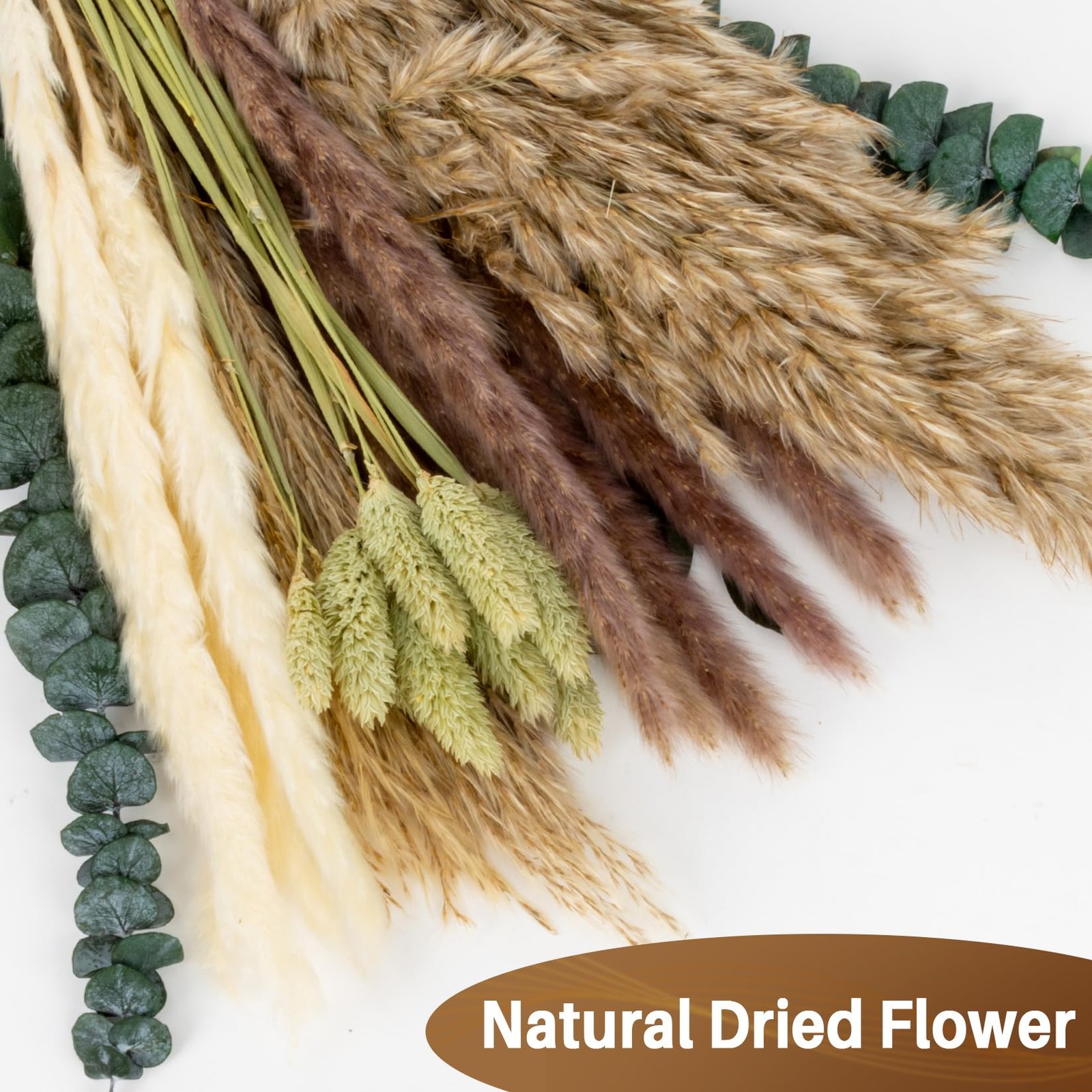 RAINFLOW 35PCS Pampas Grass Boho Decor – Natural Dried White, Green, Gray