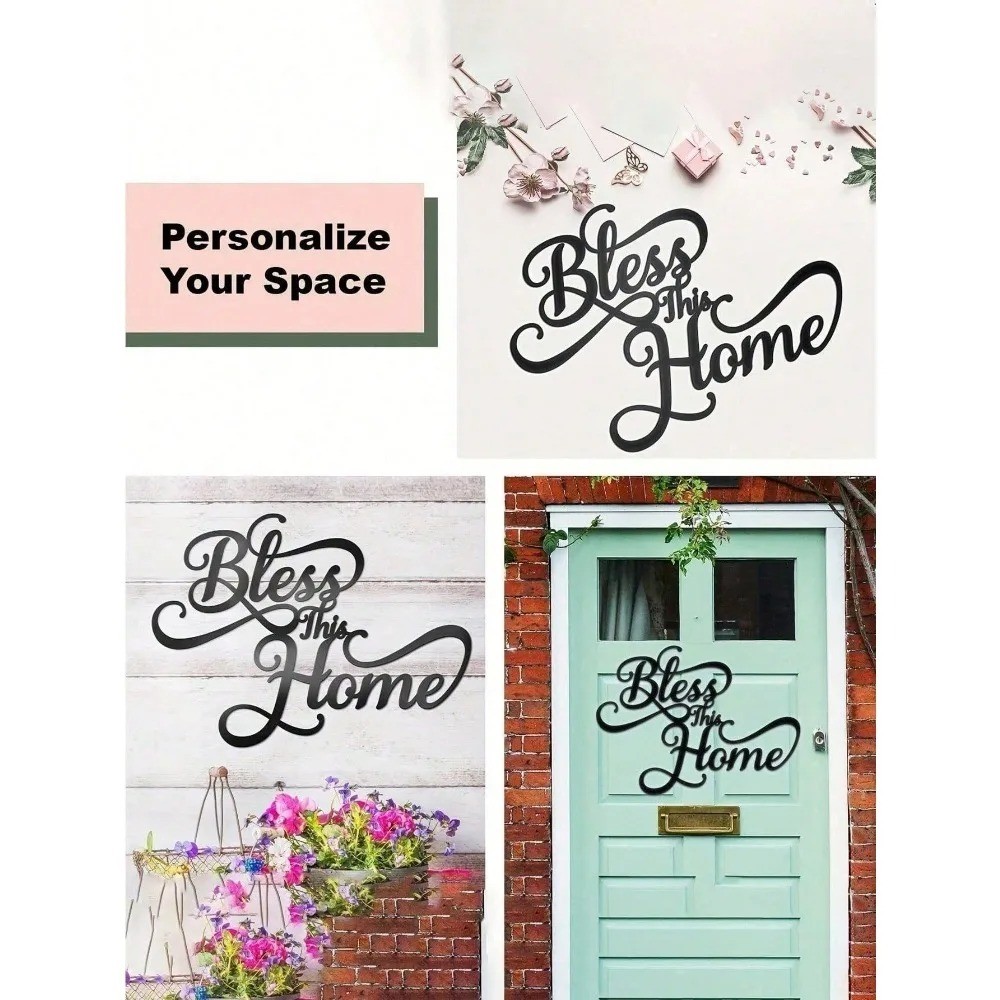 “Bless This Home” Metal Wall Art – Rustproof Farmhouse Housewarming Home Decor