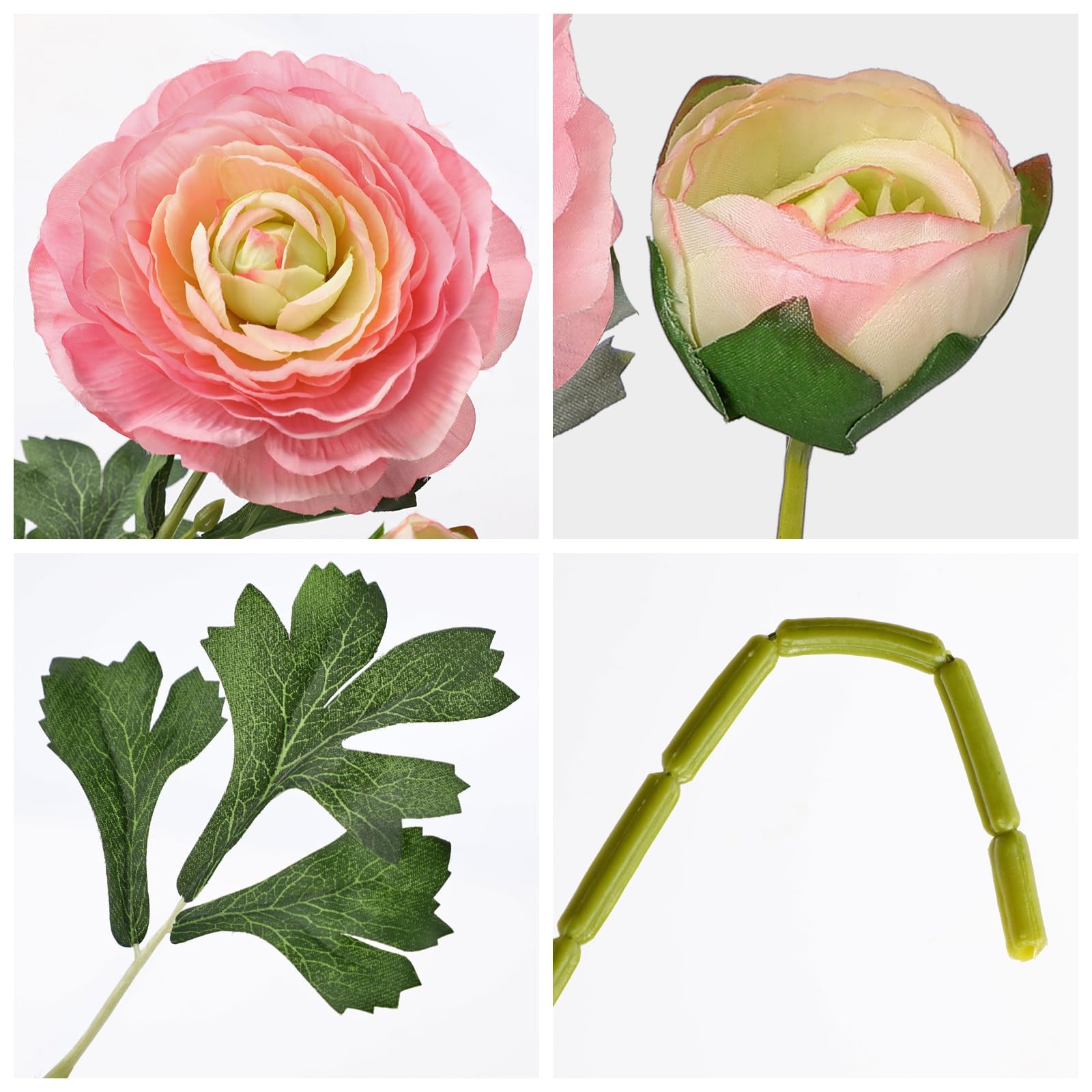 Pink Ranunculus Artificial Flowers Bouquets, Set of 5 25.9” Long Stems Faux …