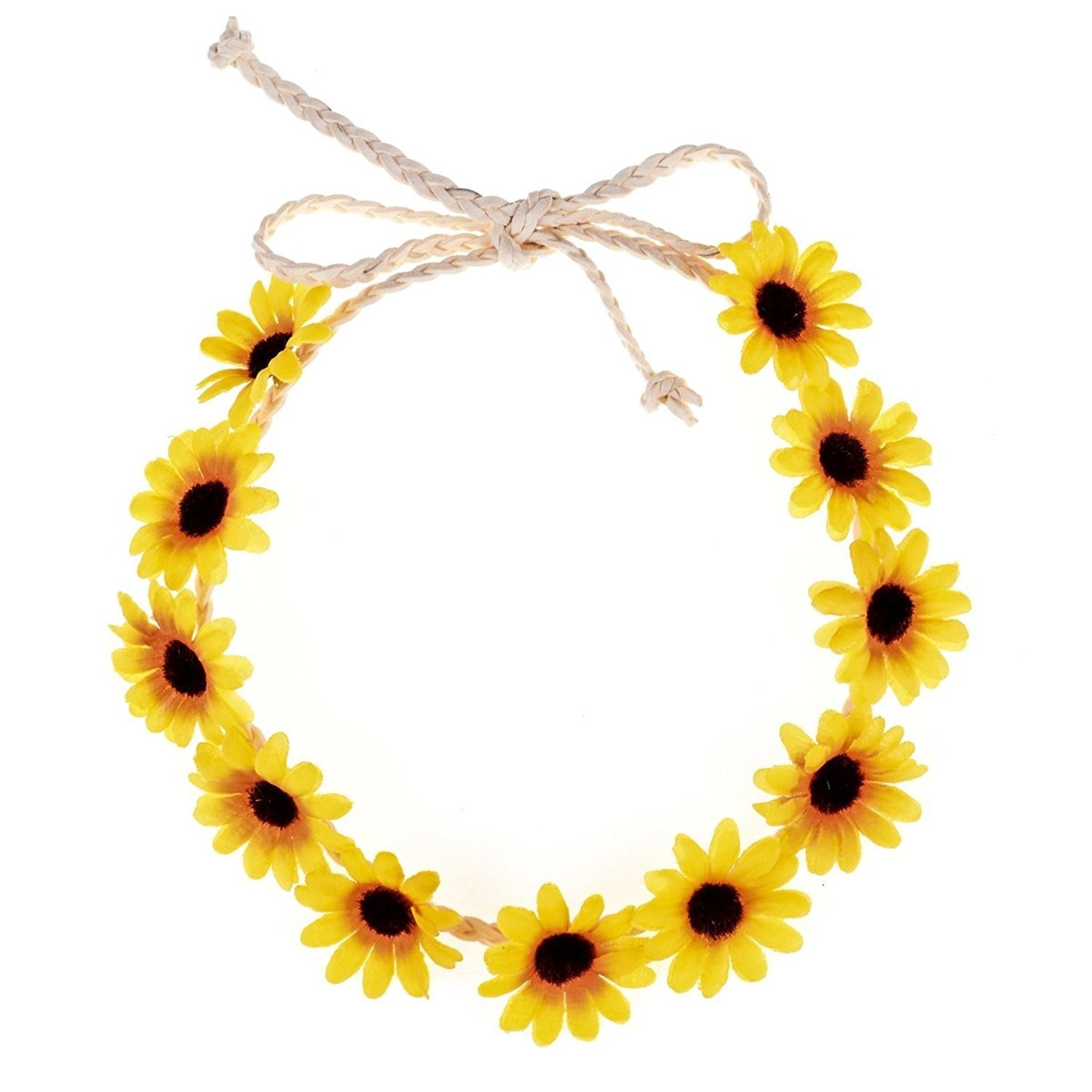 Elegant Handmade Boho Sunflower Crown – Perfect Daisy Hair Wreath for Weddings