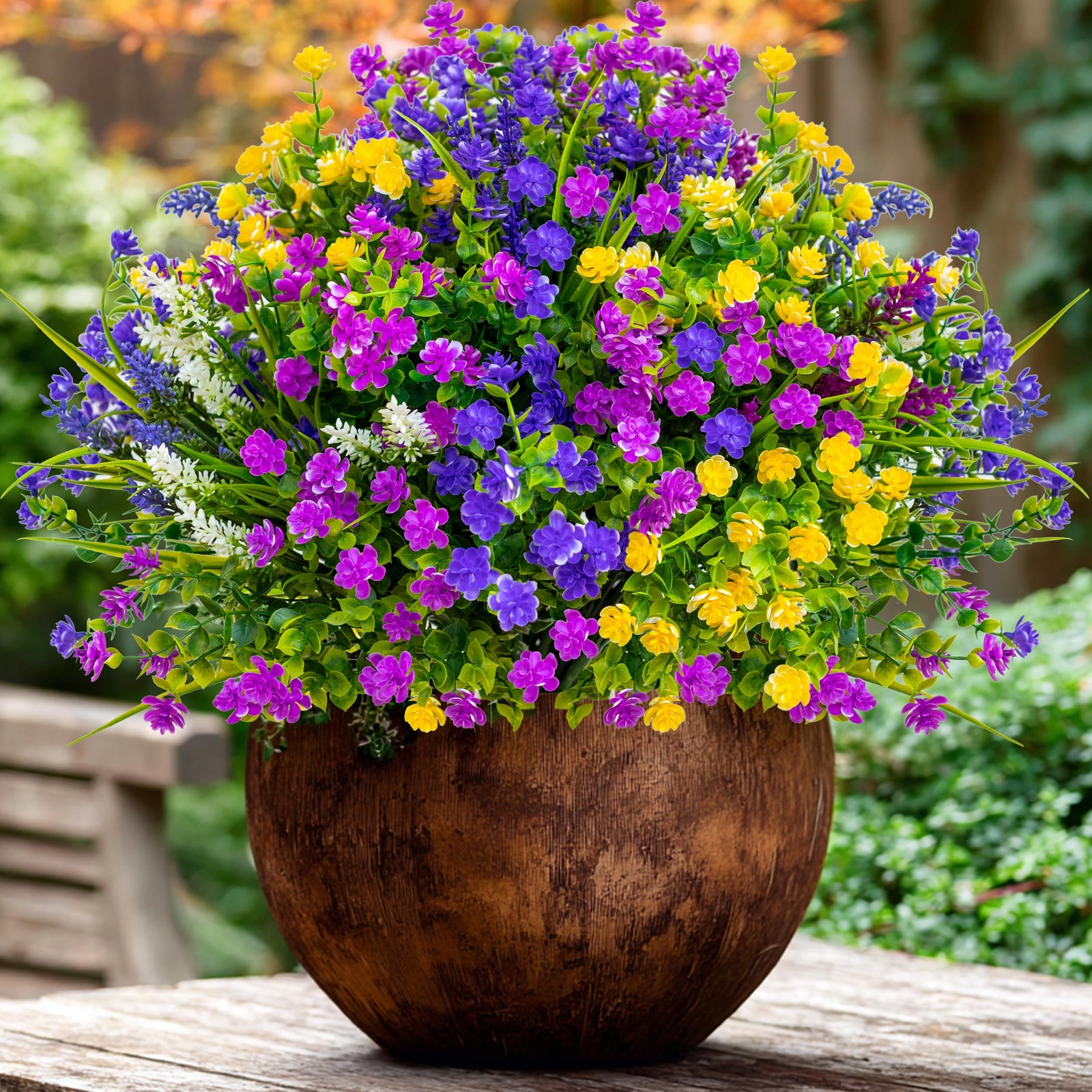 Artificial Flowers Outdoor Fake Plants – 12 Bundles UV Resistant Shrubs No Fa…