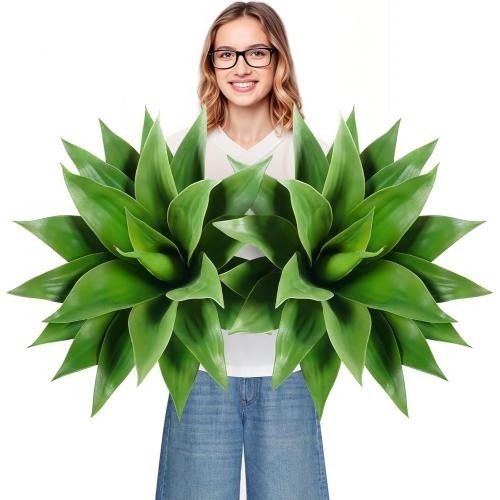 Velener 28″ Artificial Agave Plants Set of 2, Large UV Resistant Faux Succulents