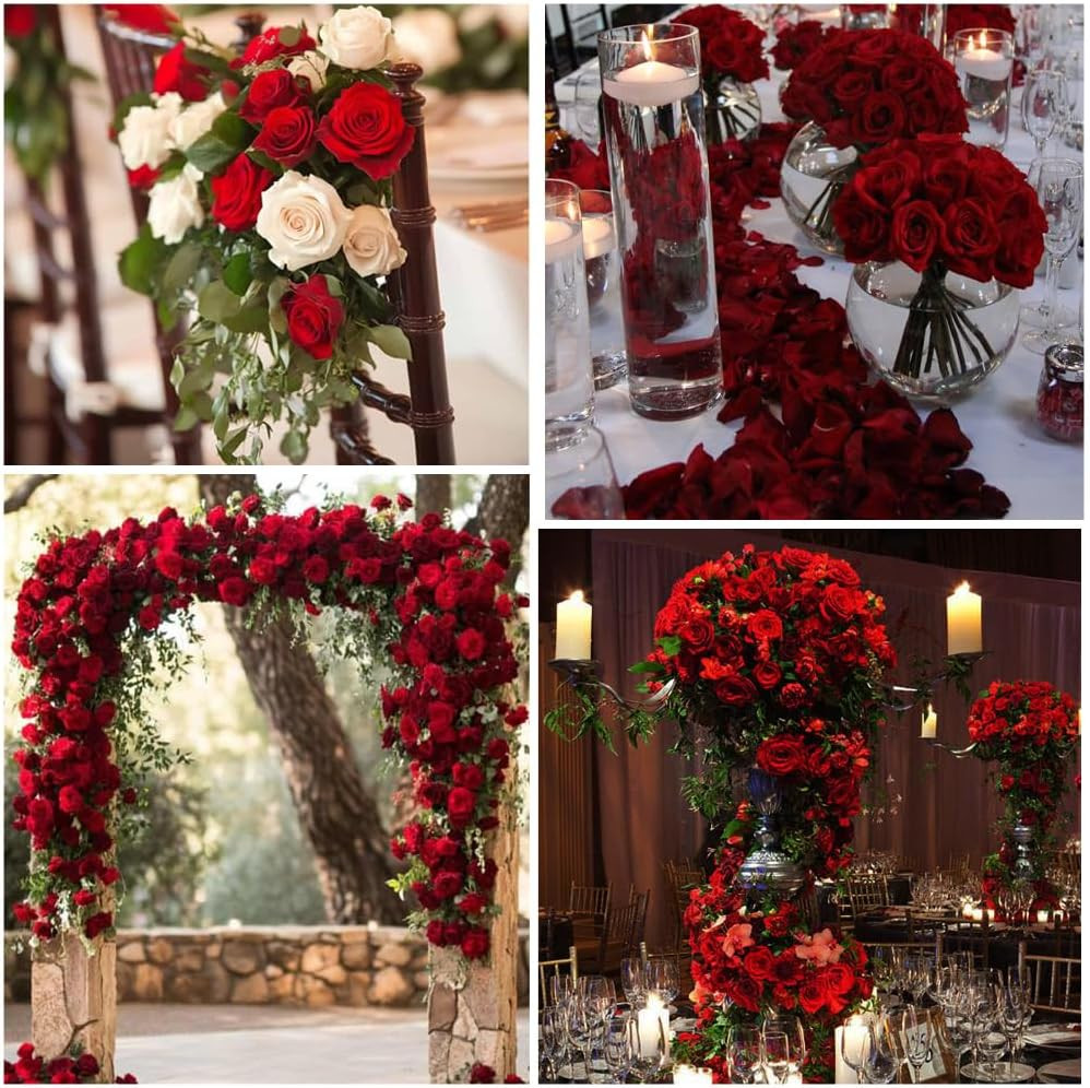 12PCS Artificial Roses Realistic Velvet Silk Flowers Long Stem Faux Flowers Bouq