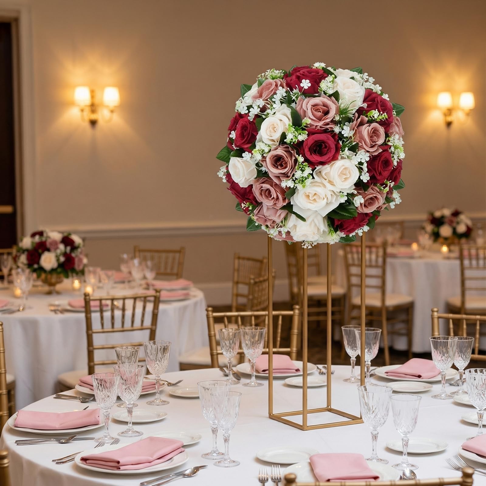 2 Pcs Flower Centerpieces for Wedding Tables, 12.6in Dusty Rose Flower Balls …
