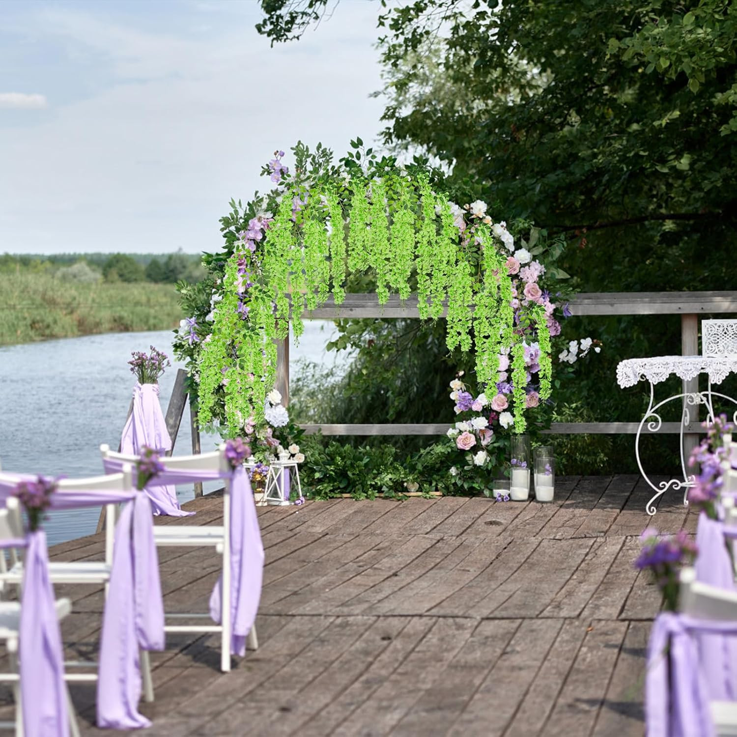 36 Pack Wisteria Vine Garland – 139ft Silk Flowers for Home & Wedding Decor
