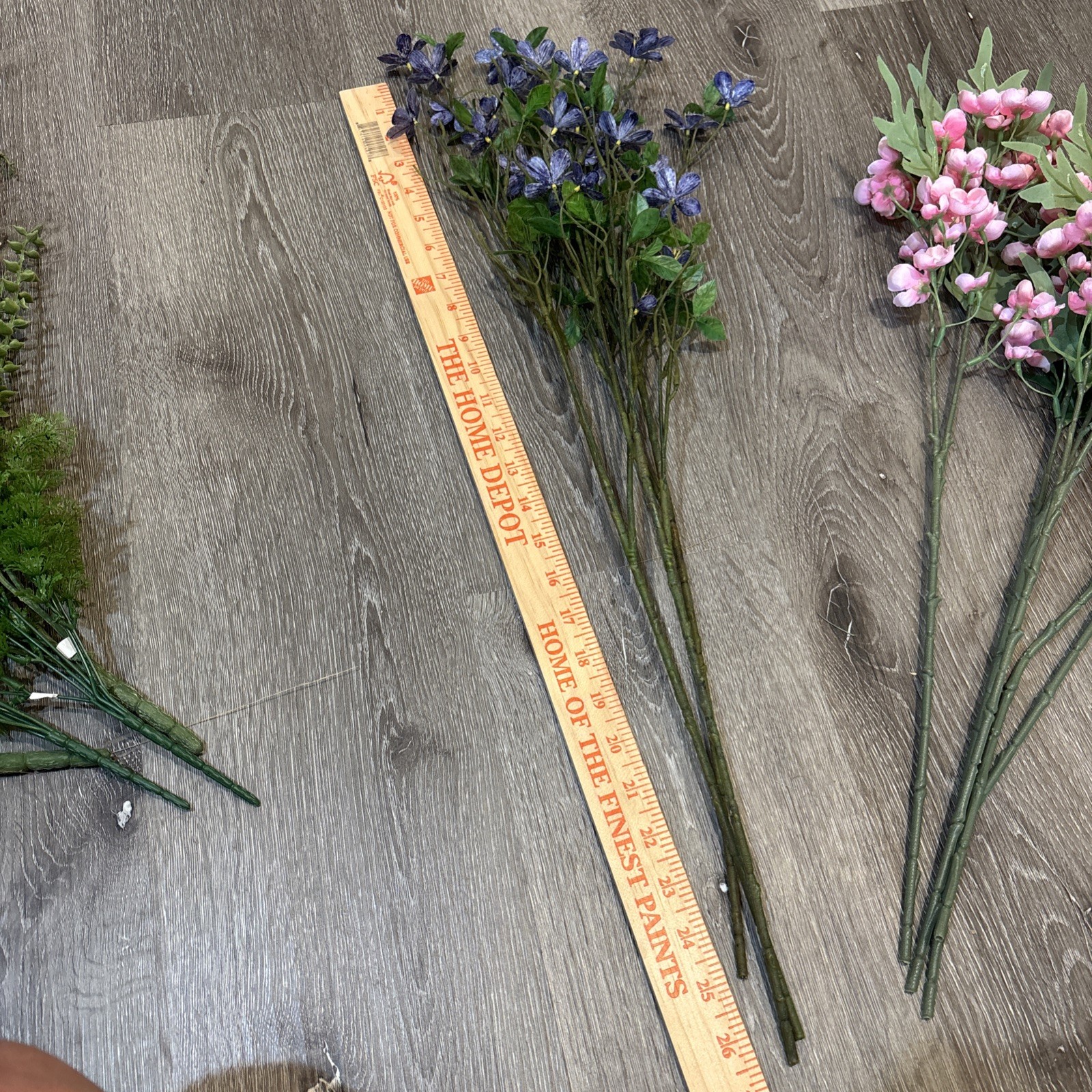 Lot New Artificial Quality Flowers Foliages, Pink Purple flowers Cottage