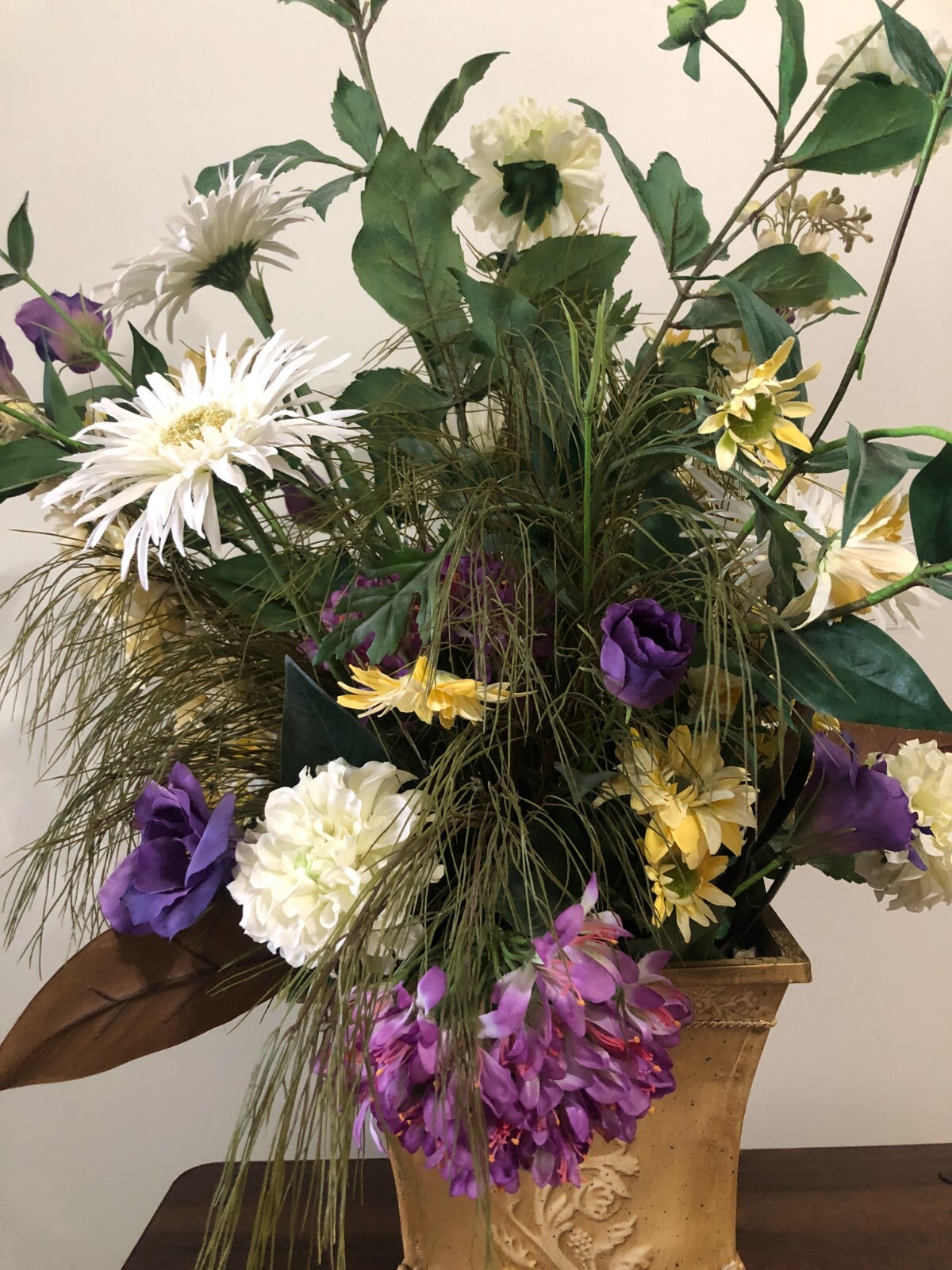 31″ Elegant Purple & Gold Faux Floral Arrangement