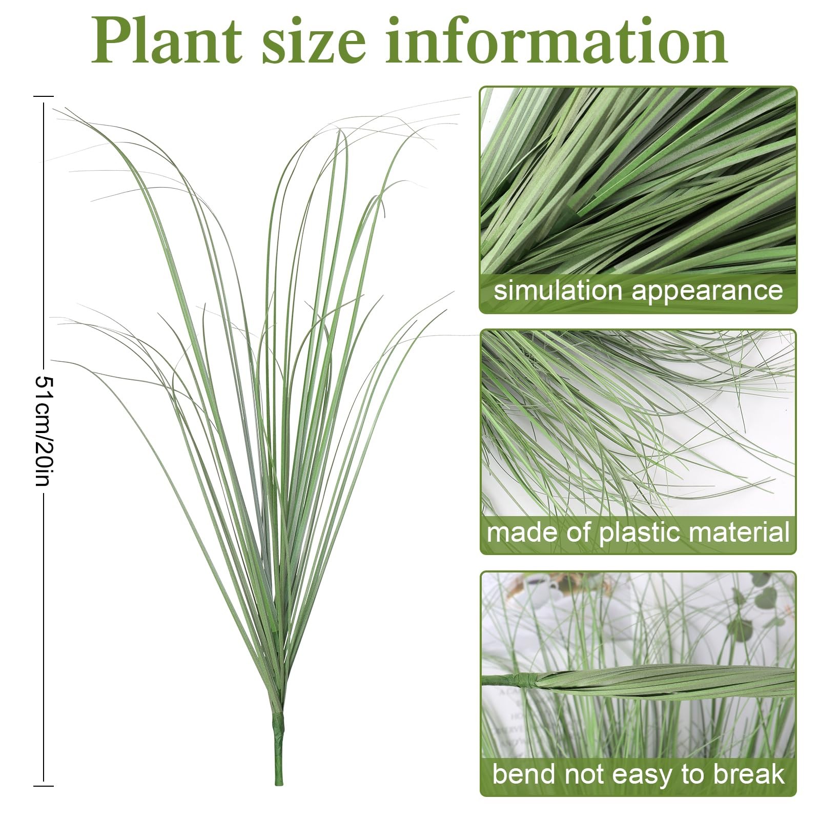 14 Bundles Artificial Plants Onion Grass Outdoor 20 Inch Tall V Resistant