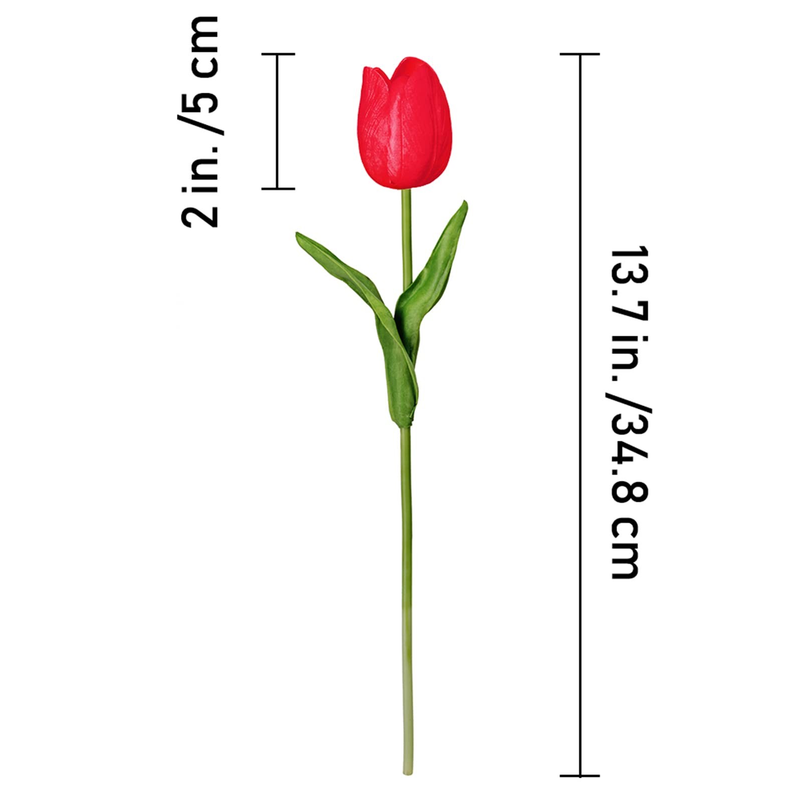 20 Pcs Artificial Red Tulip Flowers Faux Tulip Stems PU Real Touch Tulips 13.7 T