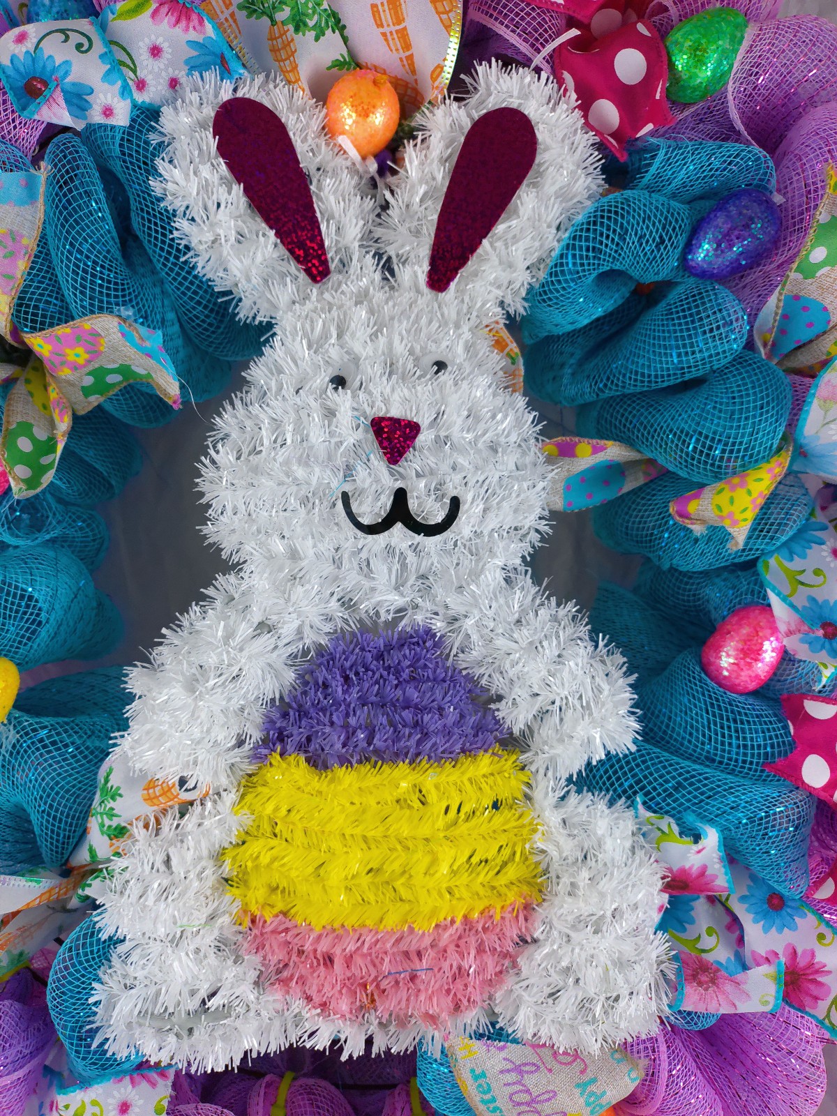21 inch Pretty Double Layer Poof Easter Ribbon Wreath