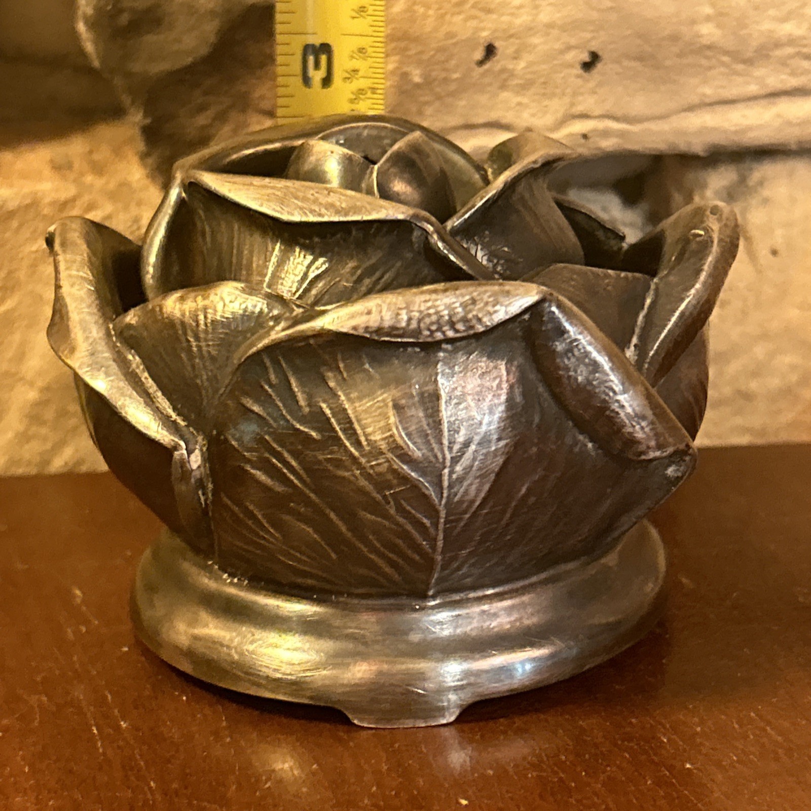 Vintage 1976 Wallace Rose Floral Arrangement Frog Silver Plated Garden Zinnias