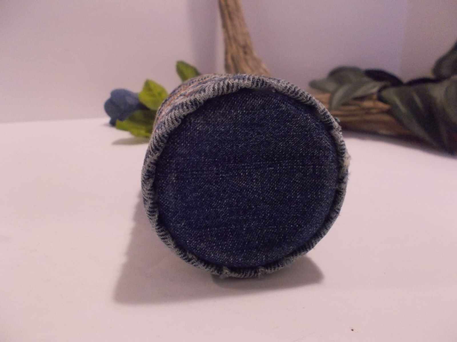 Denim Jeans Seams Bottle Vase Farmhouse Wall Pocket Denim Decor Boho Cottage