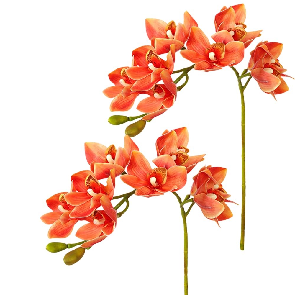 28.5inch Artificial Phalaenopsis Flowers 2 Bunch 10 Large Petals Orchids Fake…