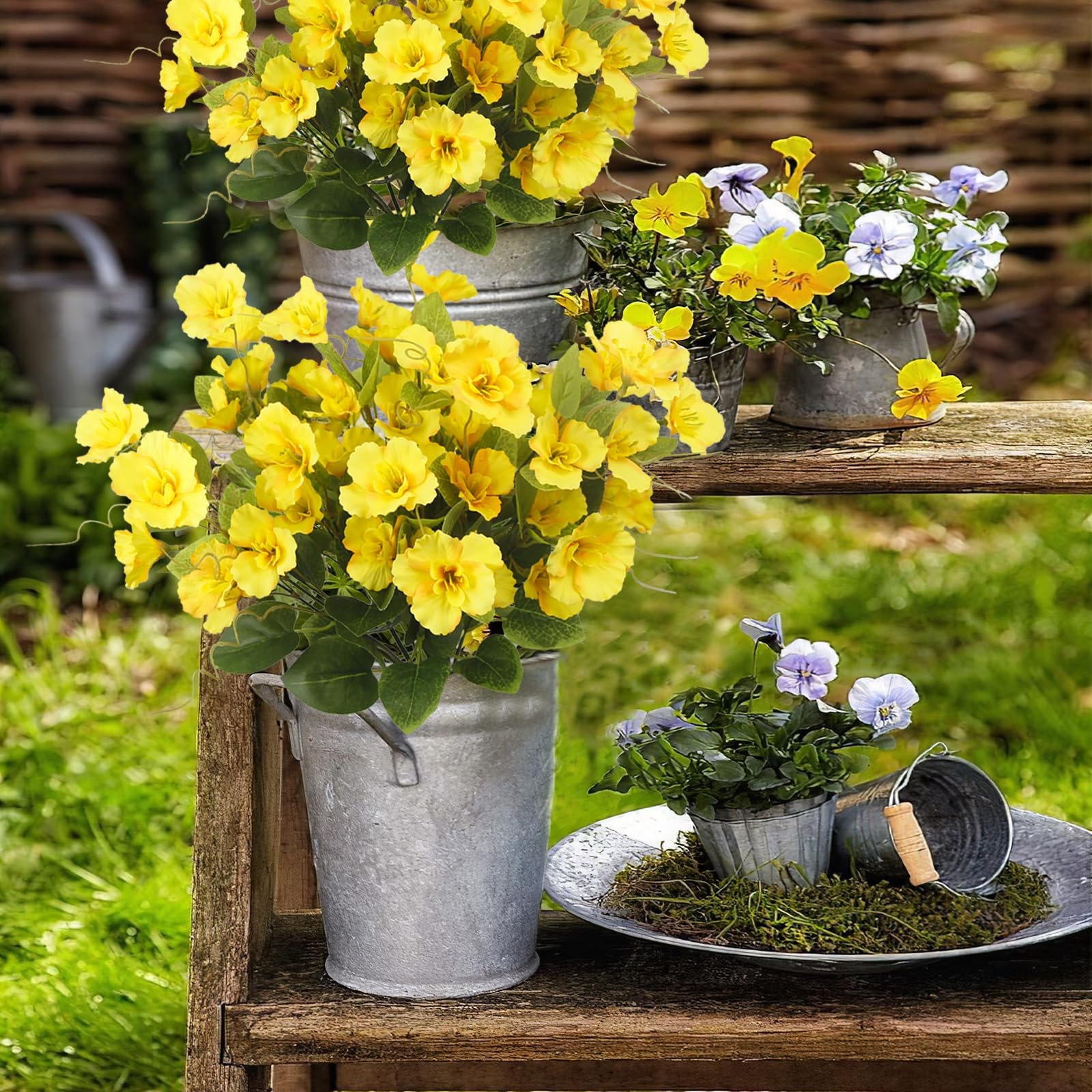 3 Pcs Artificial Flowers for Outdoors Hibiscus Spring Summer Decor Yellow Art…