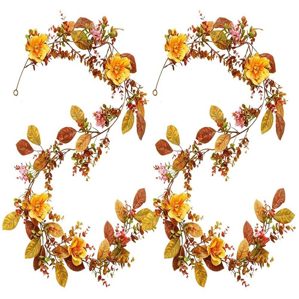 69 inch Flexible Autumn Garland with Iron Wire Core for Mantel Door Frame Decor
