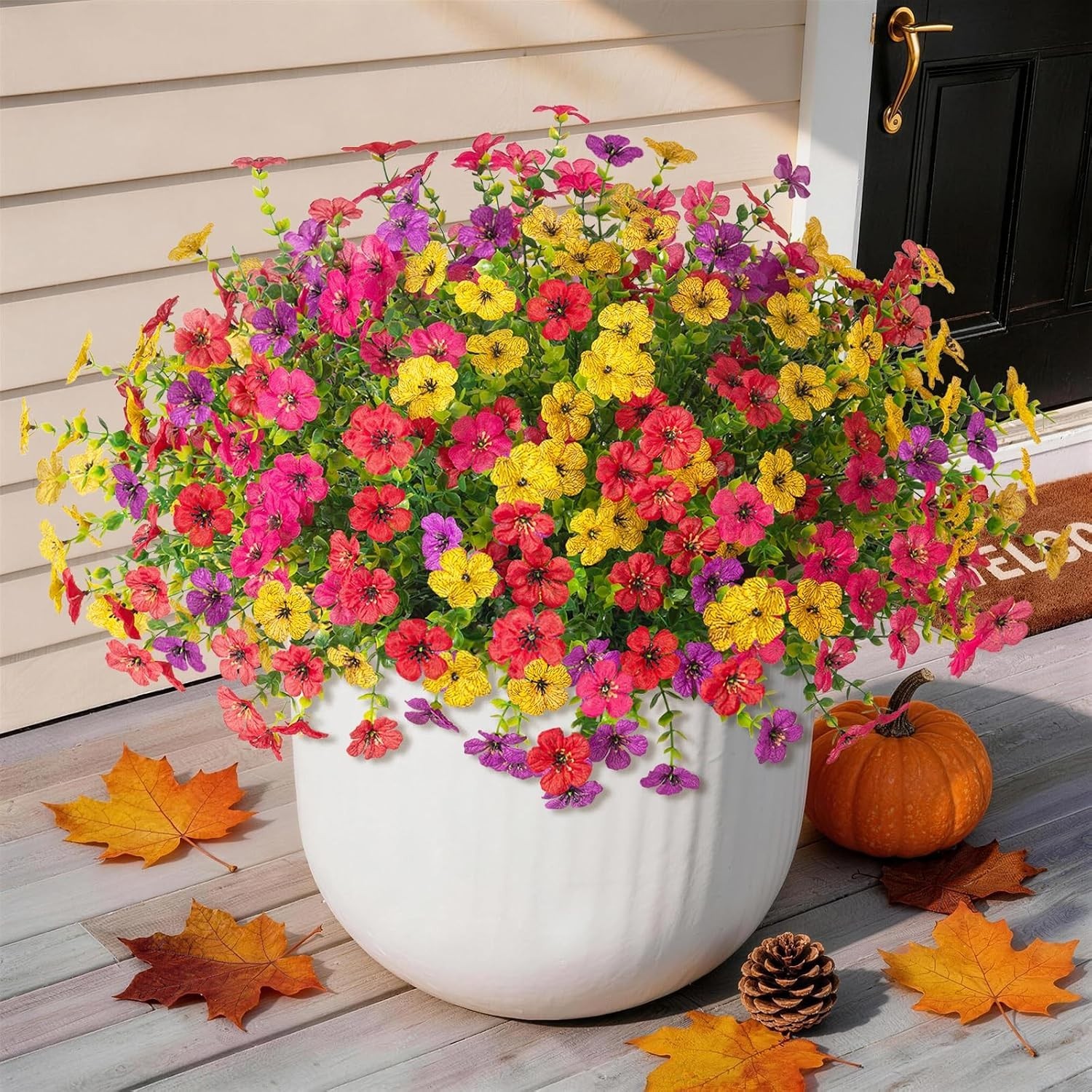 Artificial Faux Flowers Plants for Outdoors outside Spring Summer Decoration,12