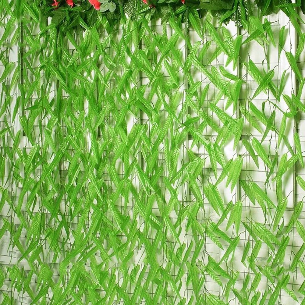 50 Strands Artificial Vine Fake Leaves Silk Willow Rattan Wicker Twig for Jun…