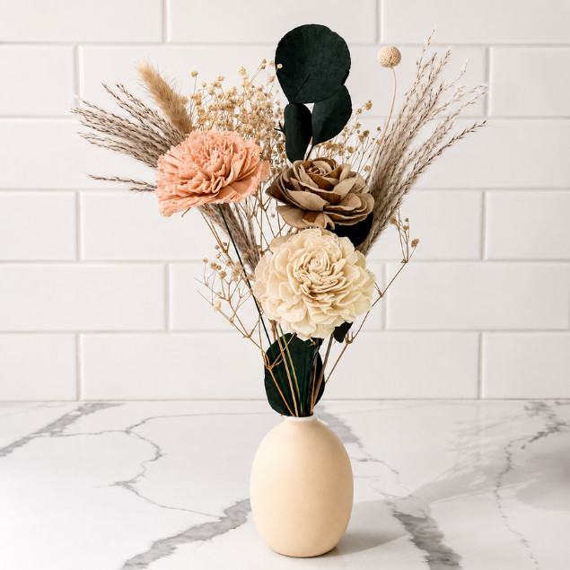 Sola Wood Dry Flower Arrangement Ceramic Vase Boho Rustic Home Decor Centerpiece