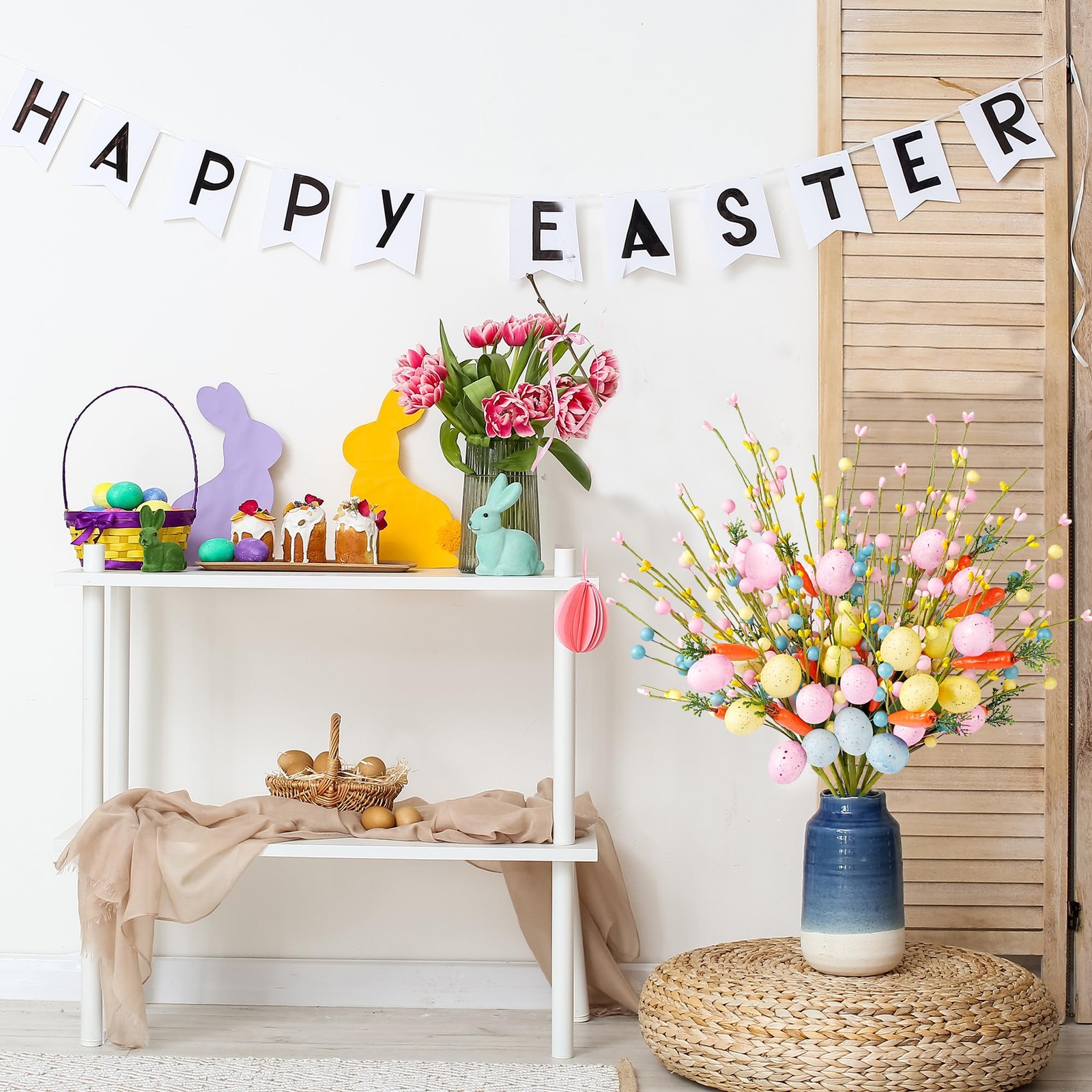 Artificial Easter Stems 6 Pcs Spring Picks with Eggs Carrot Colorful Berries …